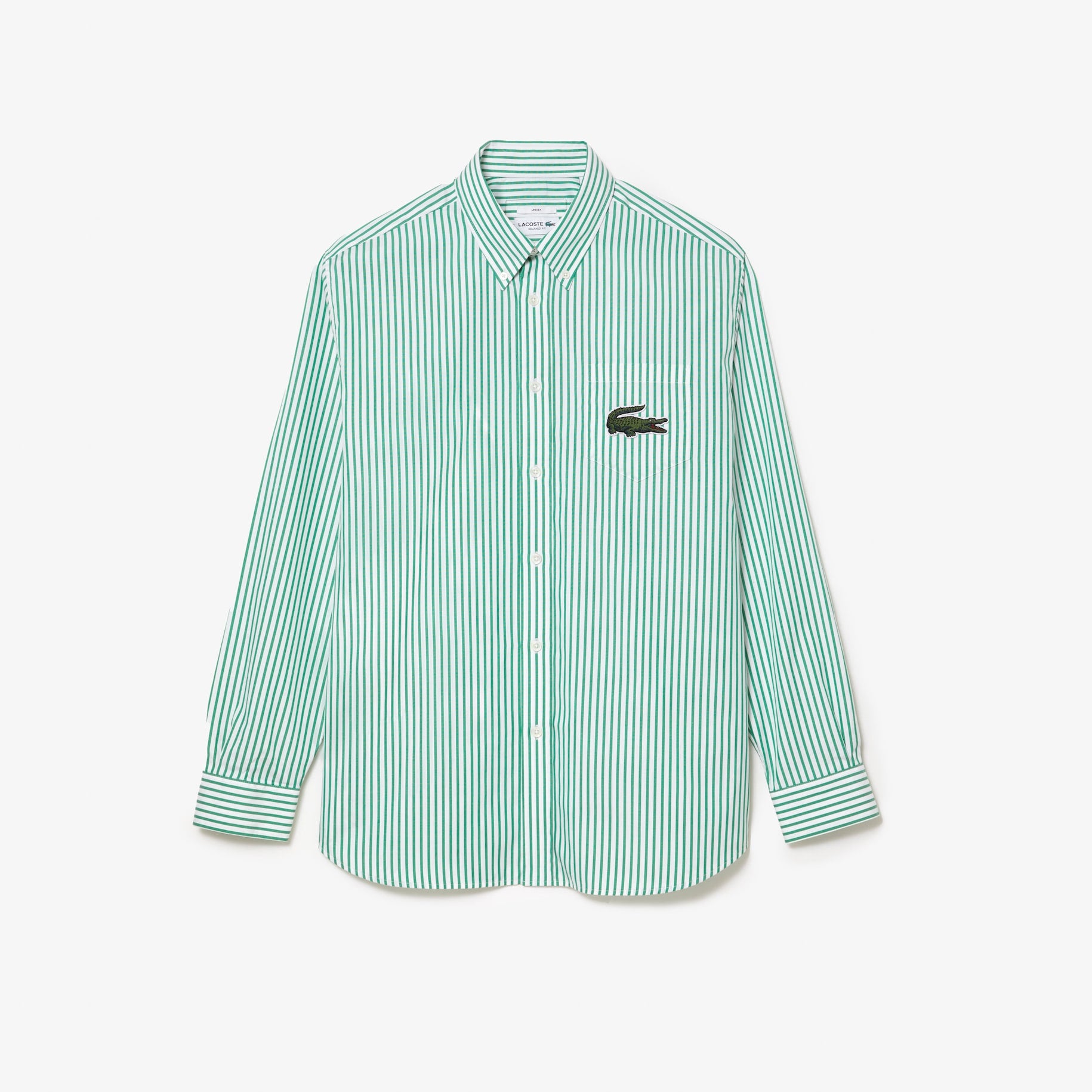 Lacoste - Relaxed Fit Large Croc Stripe Shirt - White/Green