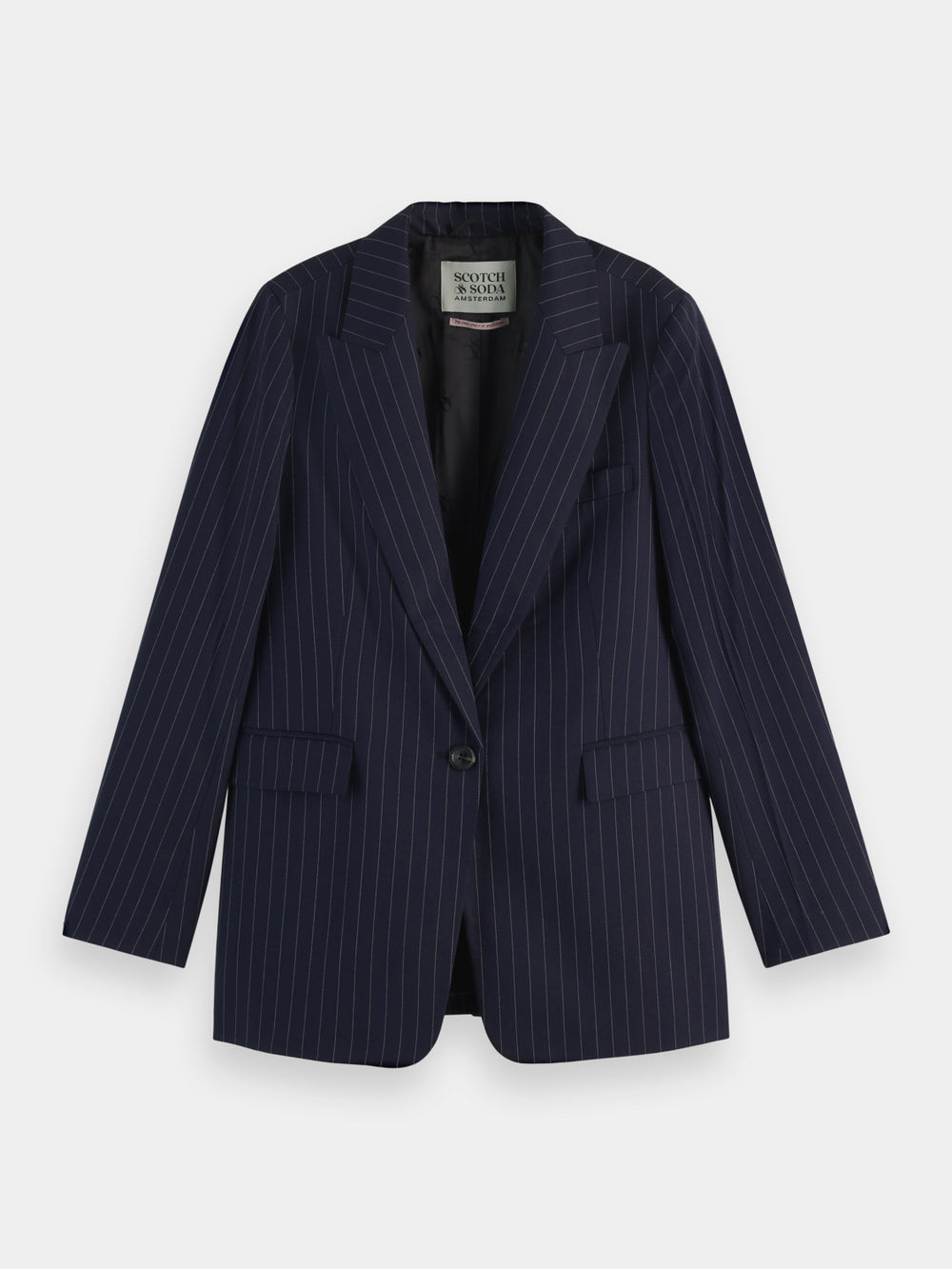 Maison Scotch - Single Breasted Fitted Blazer - Night Blue Pinstripe