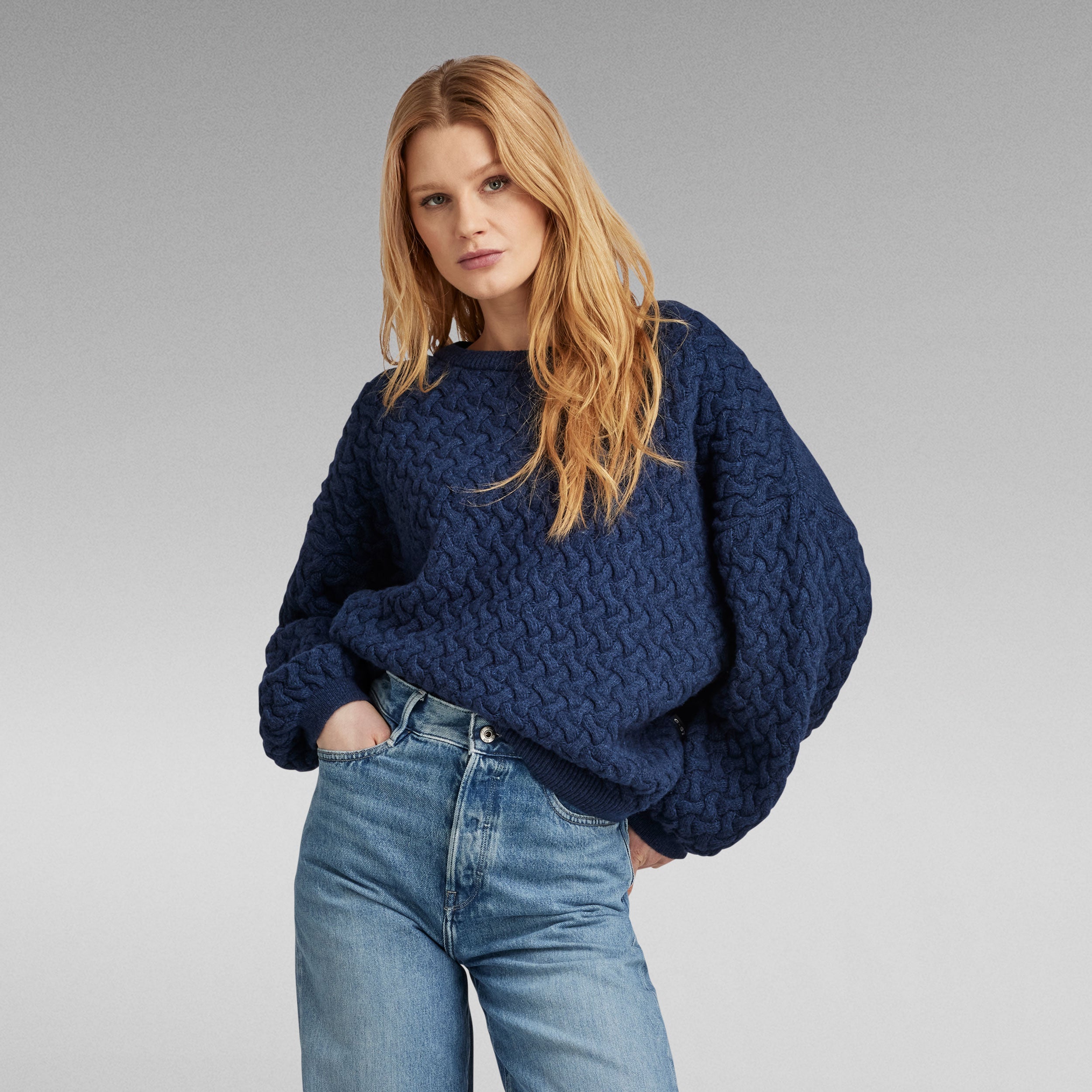 G-Star Raw - Chunky Loose Boat Knitted Sweater - Rank Blue