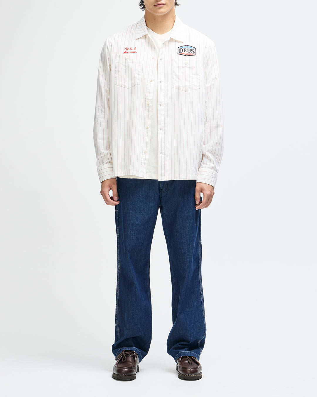 Deus - Forecourt Stripe LS Shirt - Vintage White