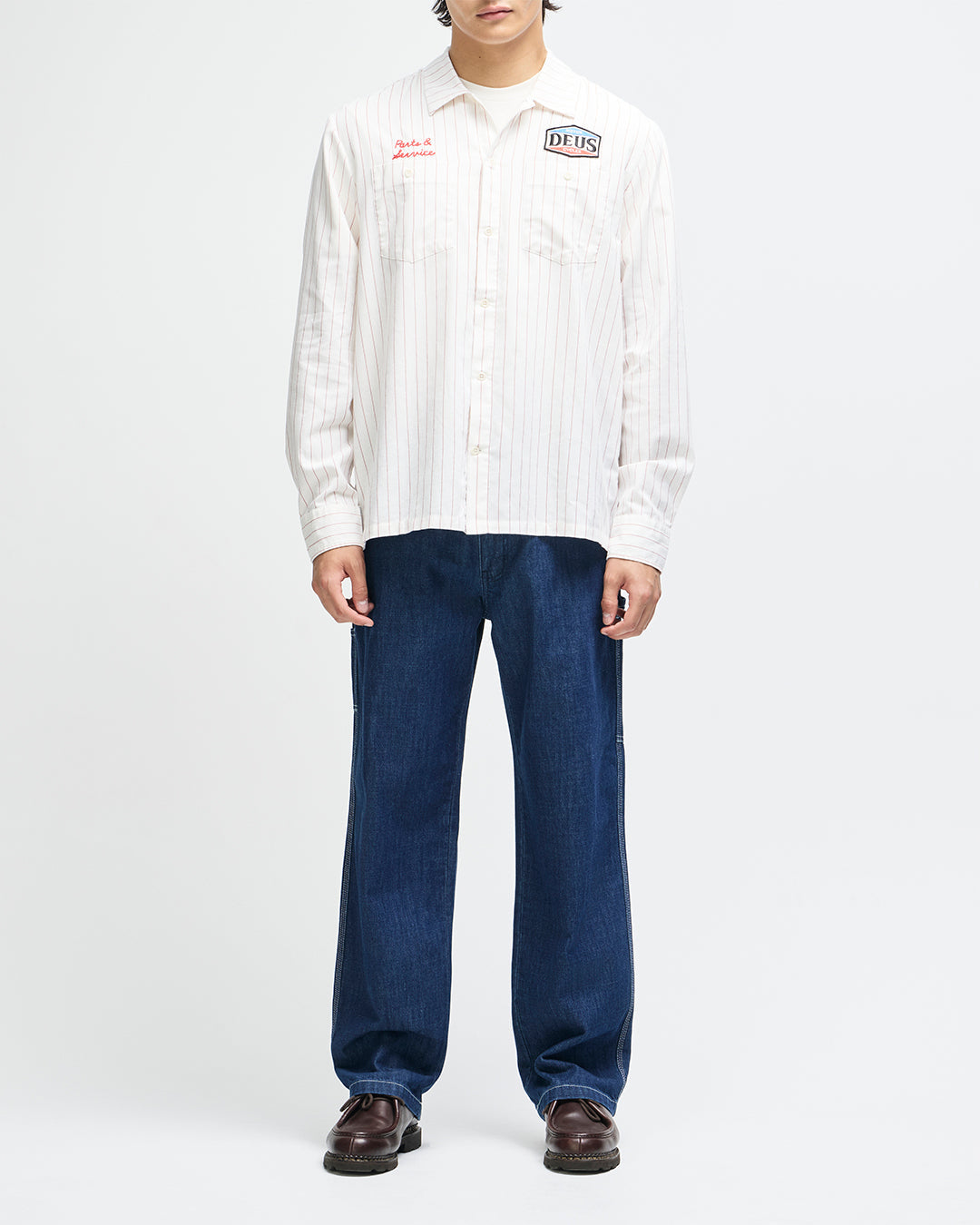 Deus - Forecourt Stripe LS Shirt - Vintage White