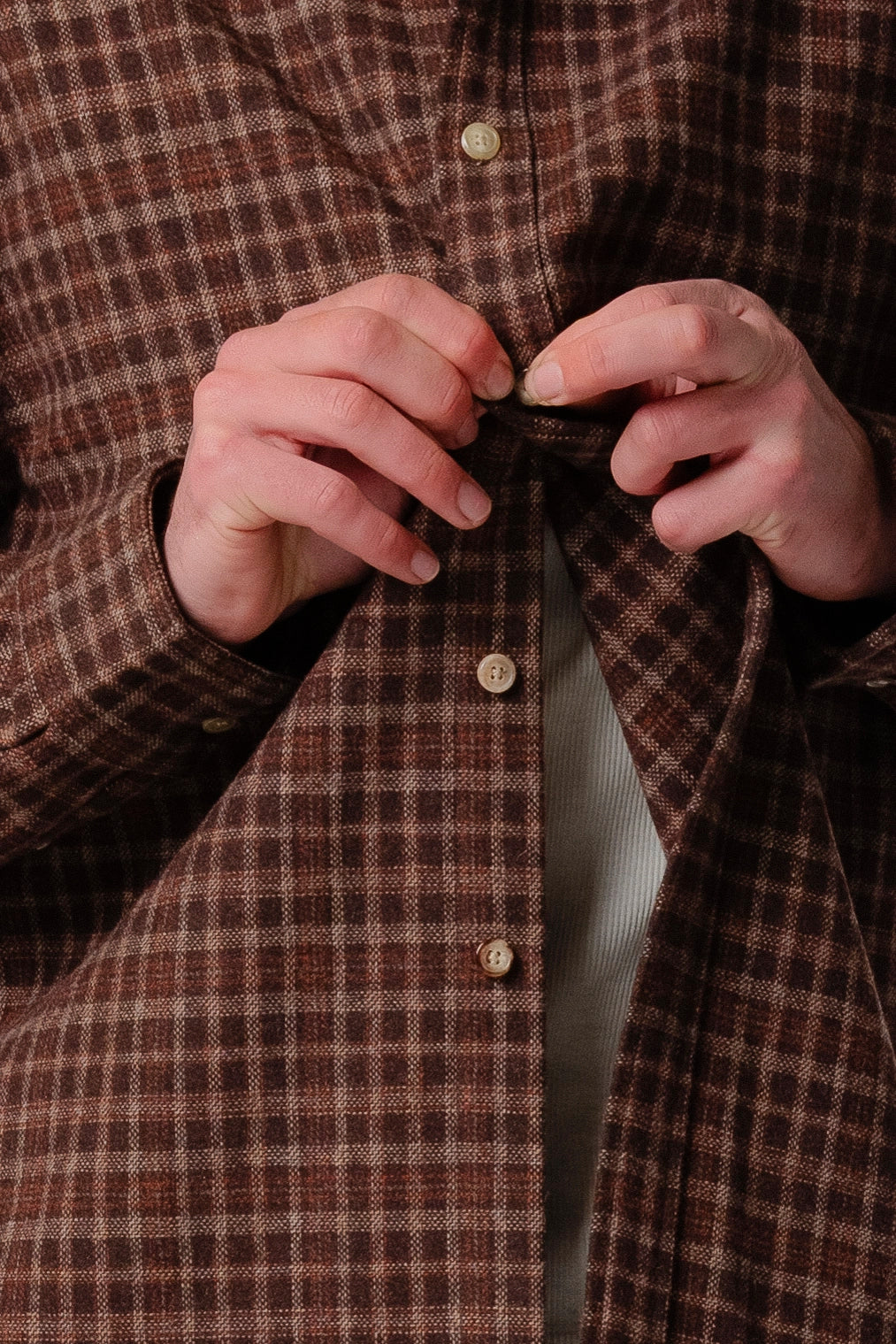 Beach Brains - Drop LS Shirt - Brown Plaid