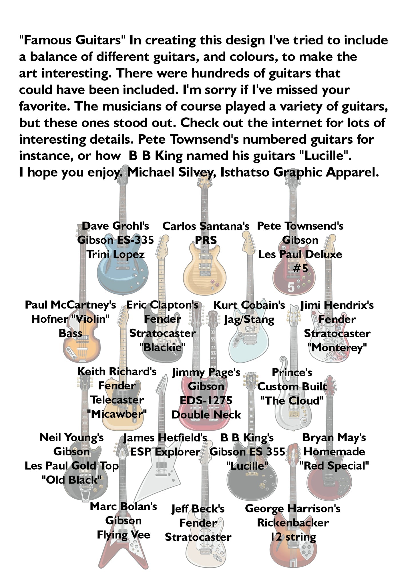 Isthatso - Famous Guitars SS Tee - White Marle