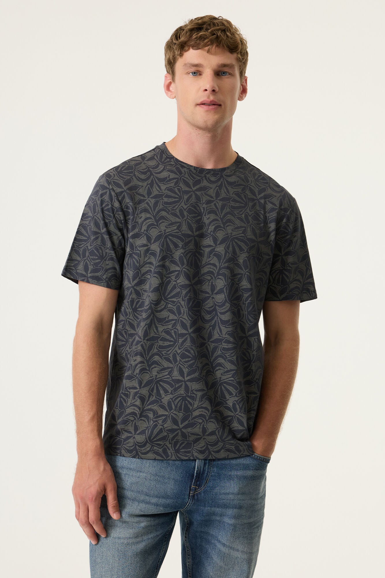 Garcia - Monstera Print Tee - Blue Graphite