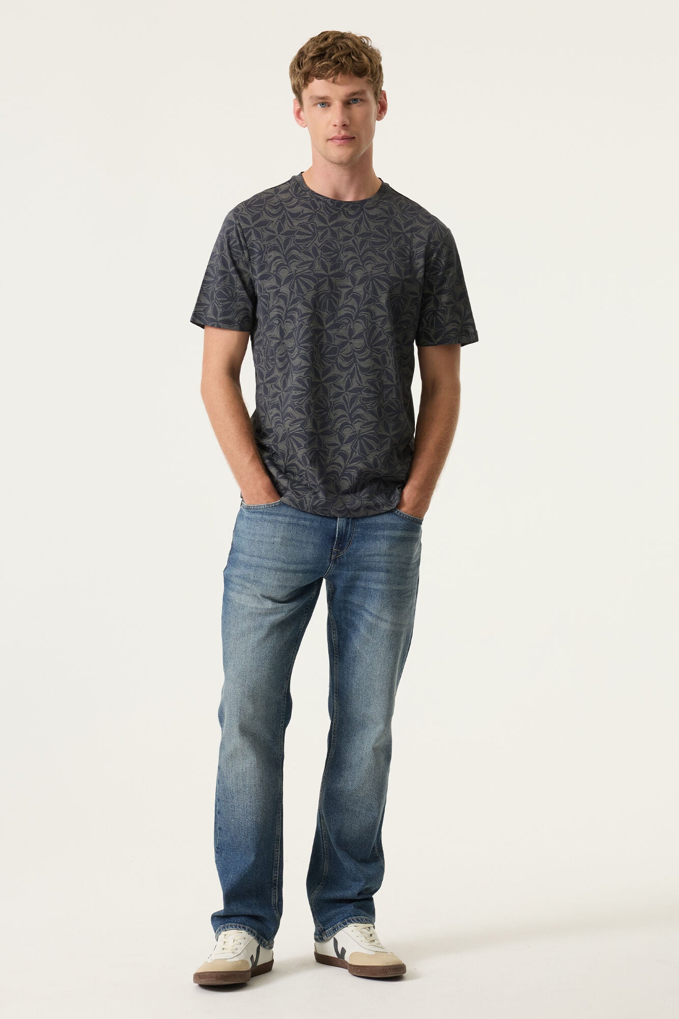 Garcia - Monstera Print Tee - Blue Graphite