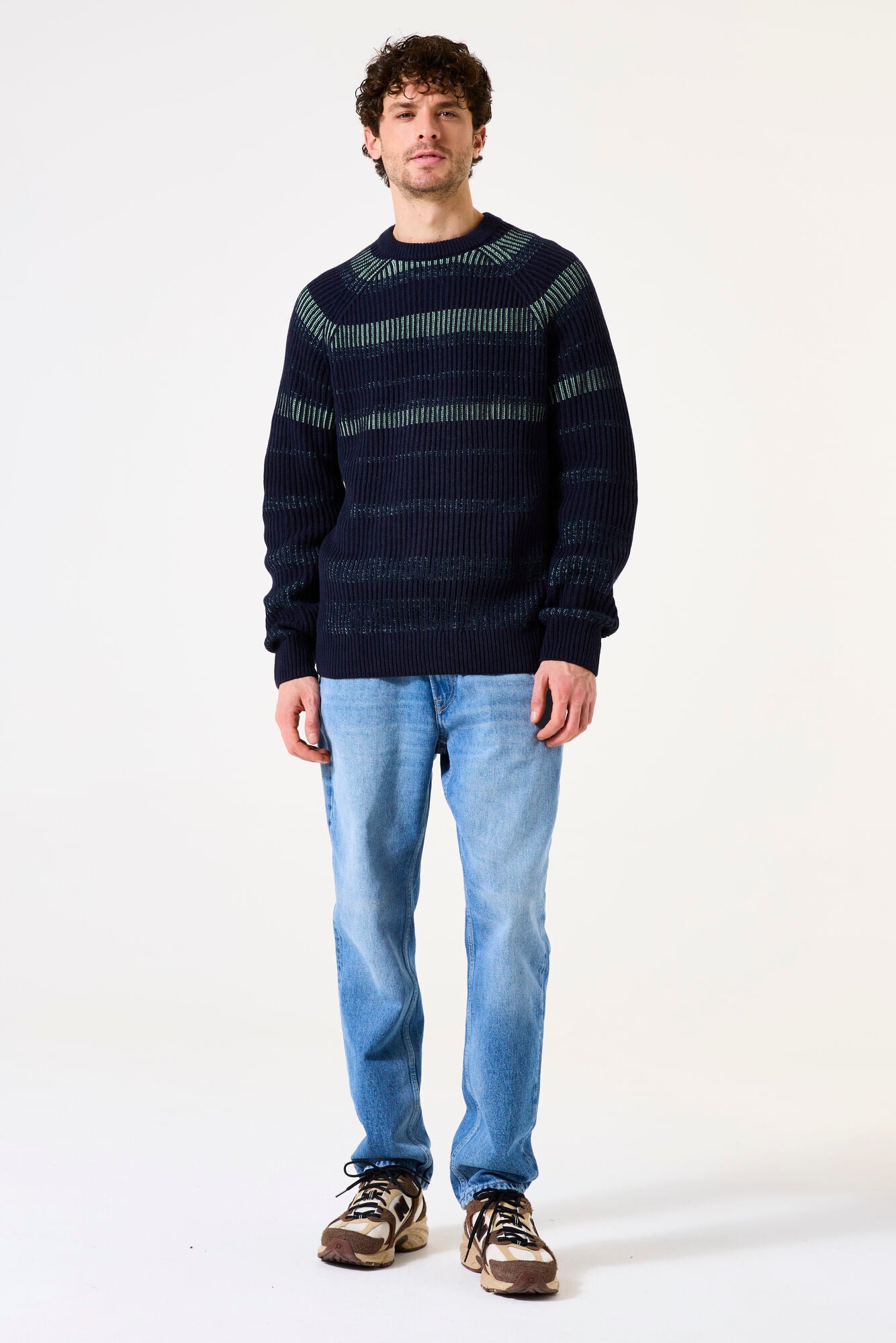 Garcia - Ribbed Stripe Knit Pullover - Deep Ink