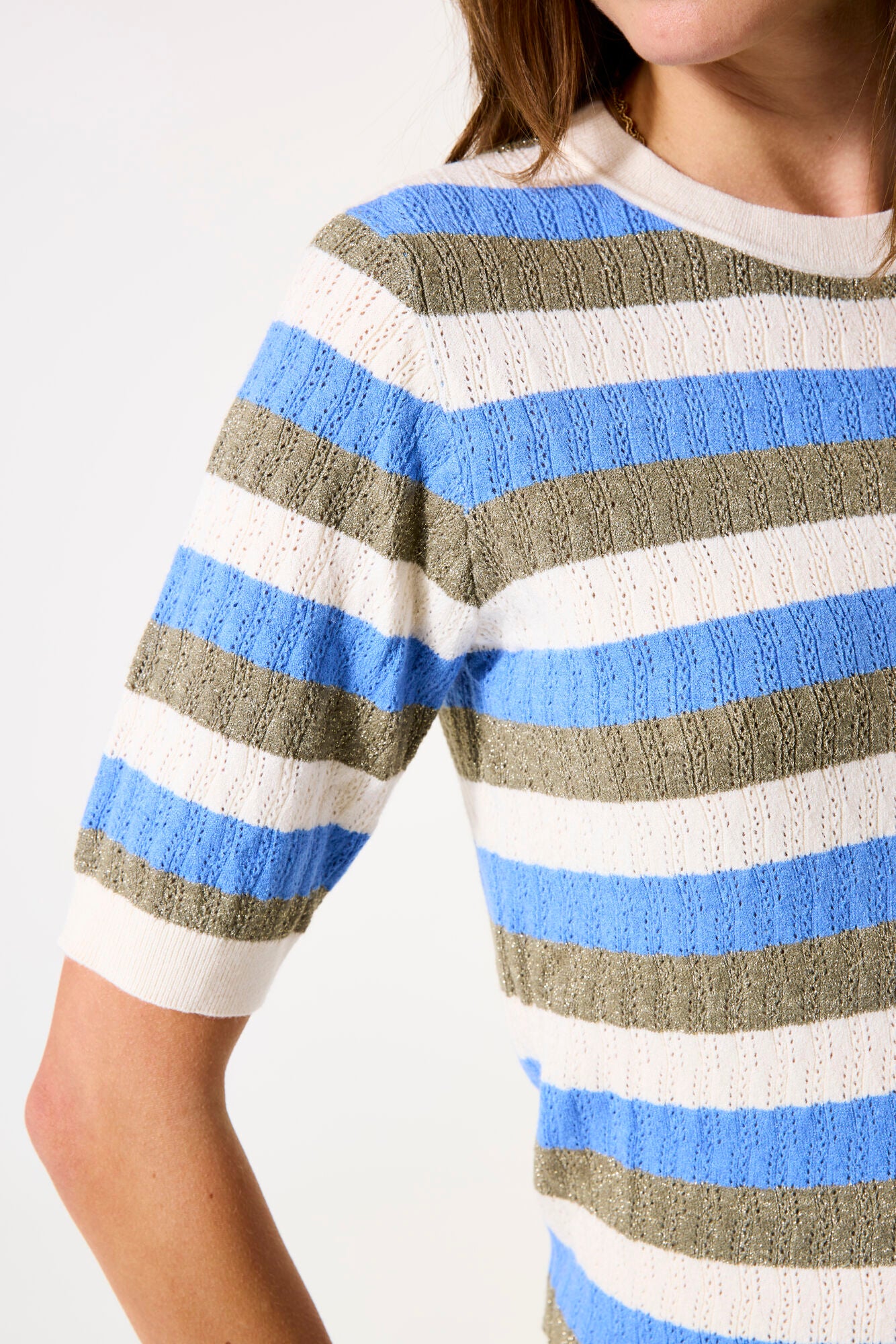 Garcia - Gold Stripe SS Pullover - Whitecap