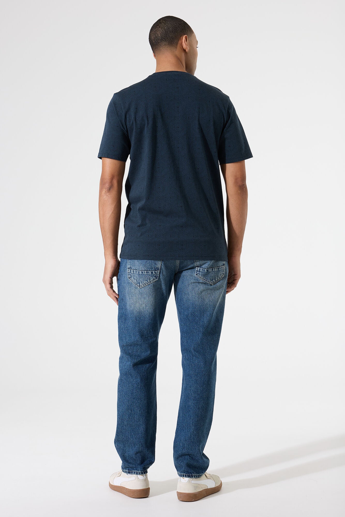 Garcia - Geometric Tile Print Tee - Fossil Blue