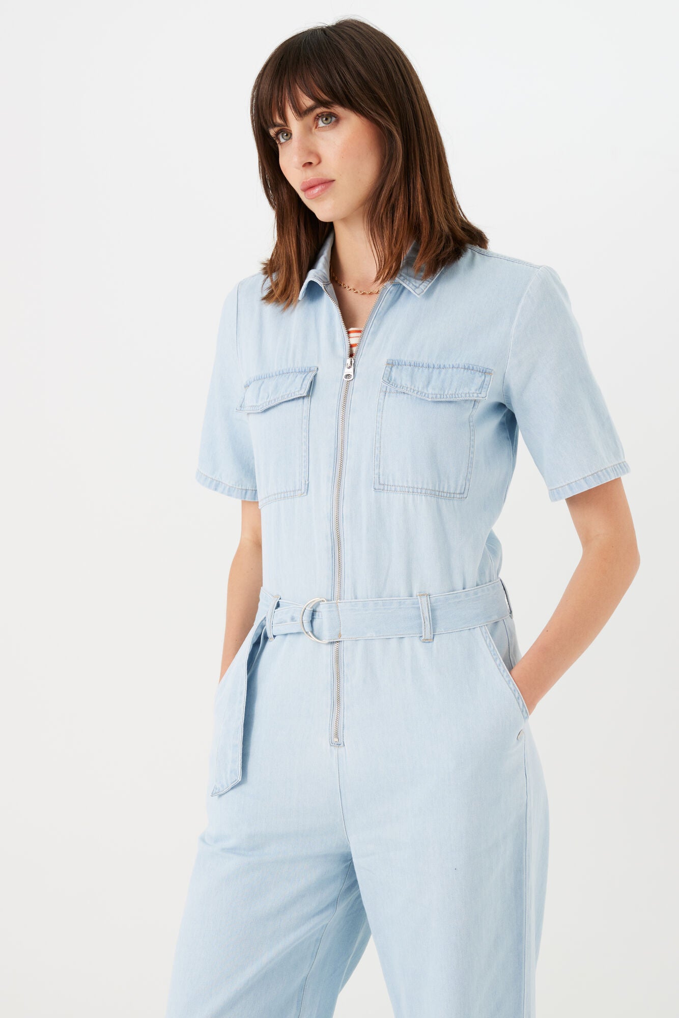 Garcia - Denim SS Jumpsuit - Morning Blue