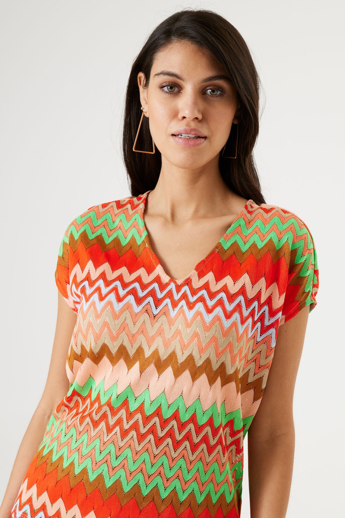 Garcia - Chevron SS Knit Top - Emberglow