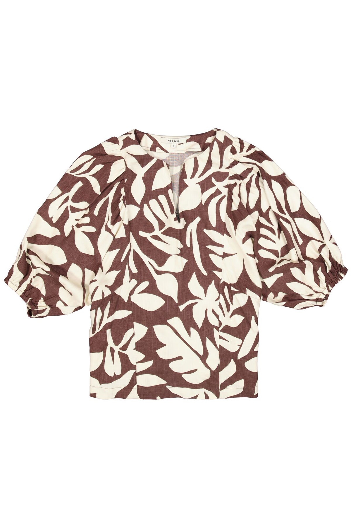 Garcia - Leaf Print SS Blouse - Earth Brown
