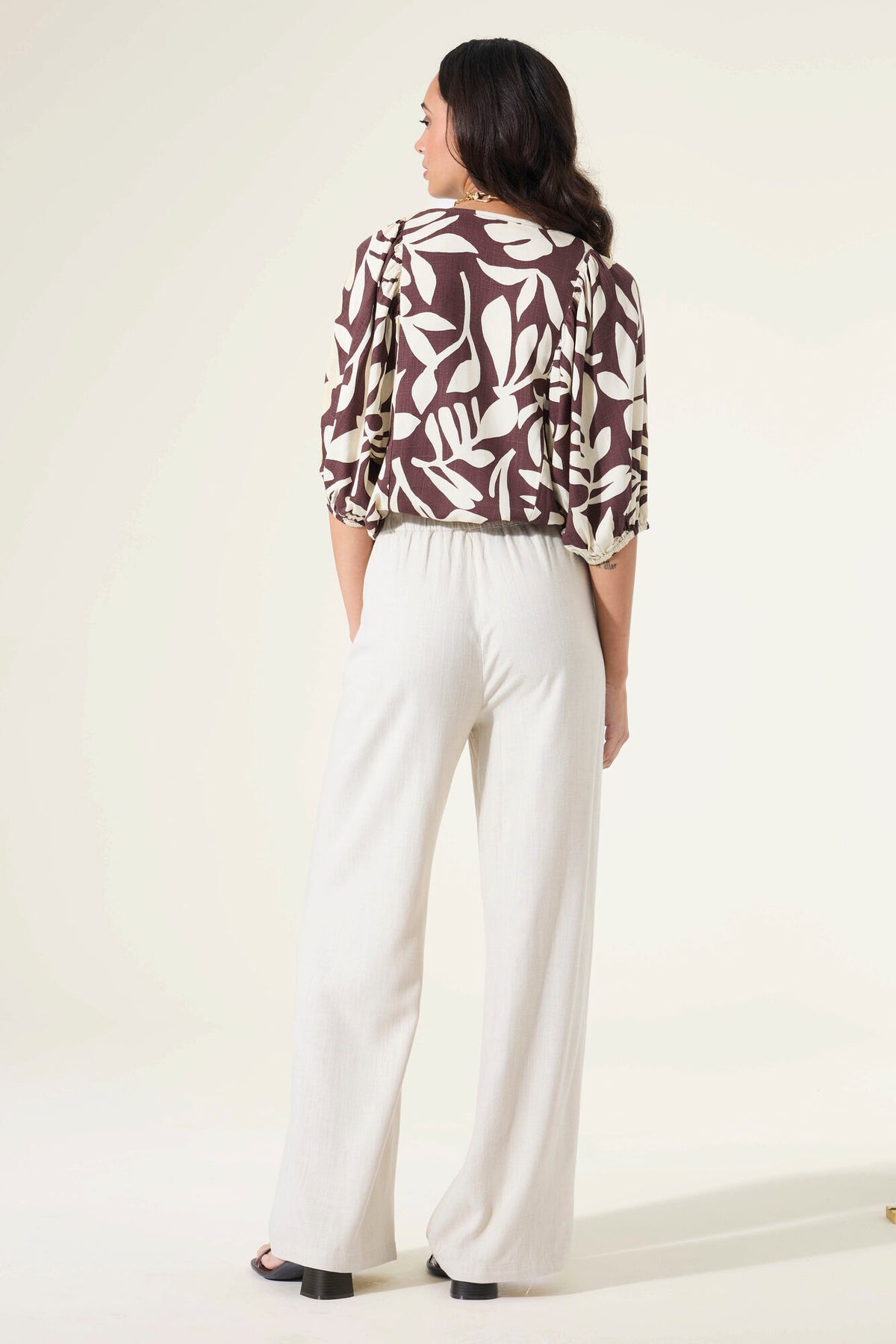 Garcia - Leaf Print SS Blouse - Earth Brown