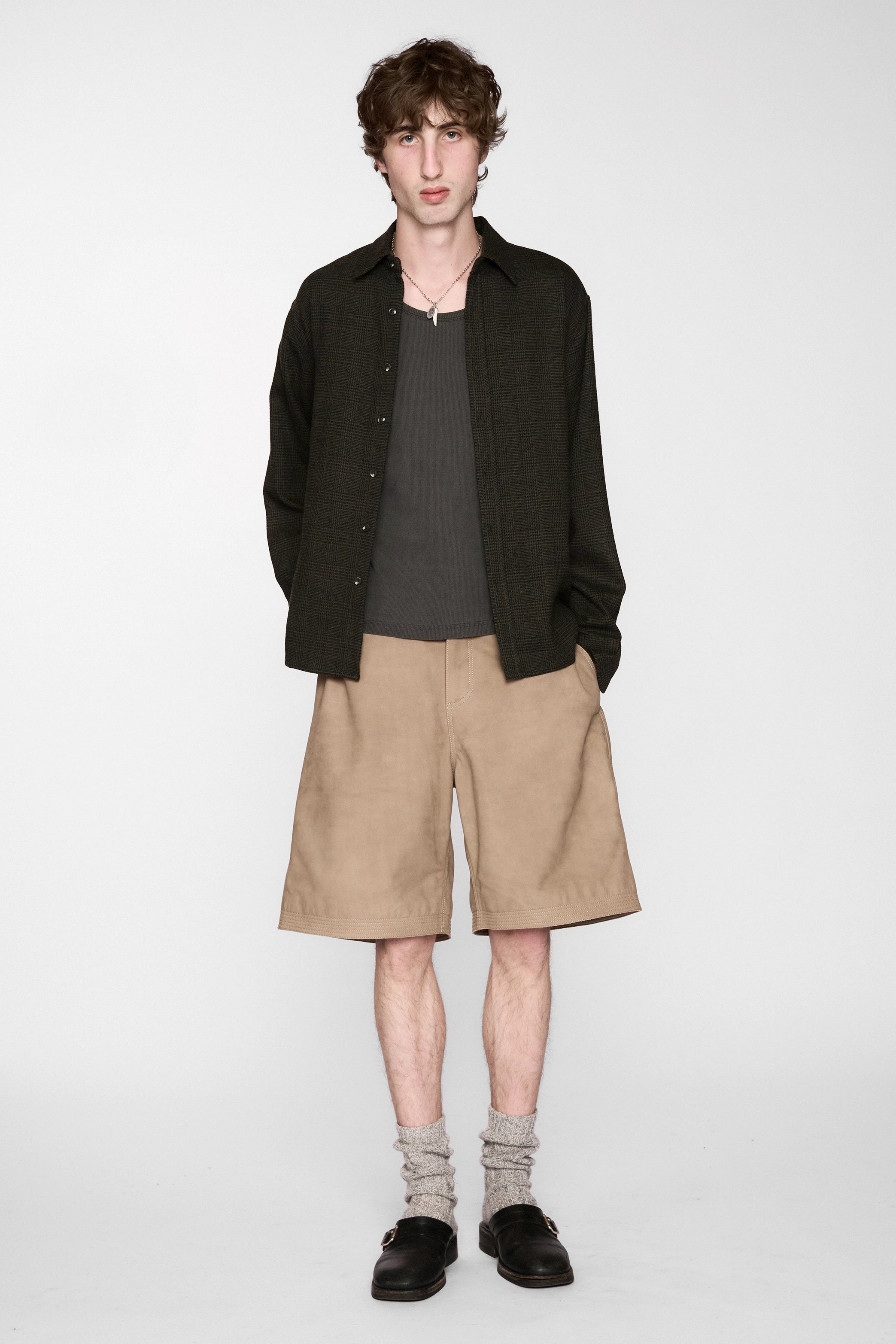 Beach Brains - Hold LS Shirt - Green/Black Plaid
