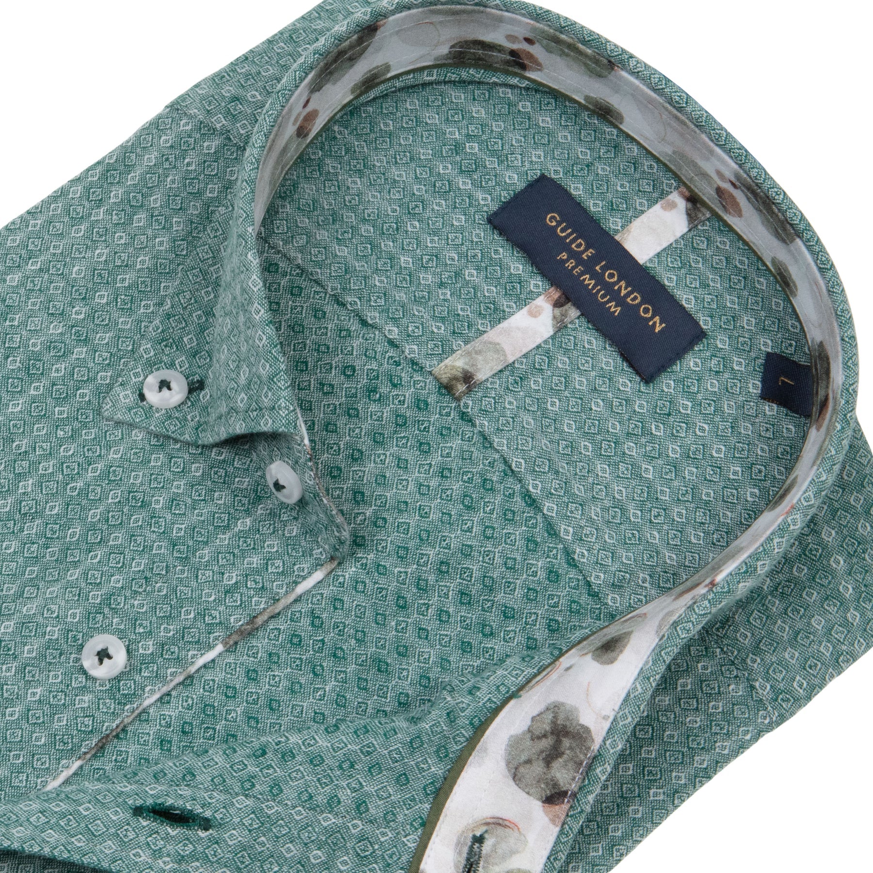 Guide London - Diamond Cotton-Linen SS Shirt - Sage