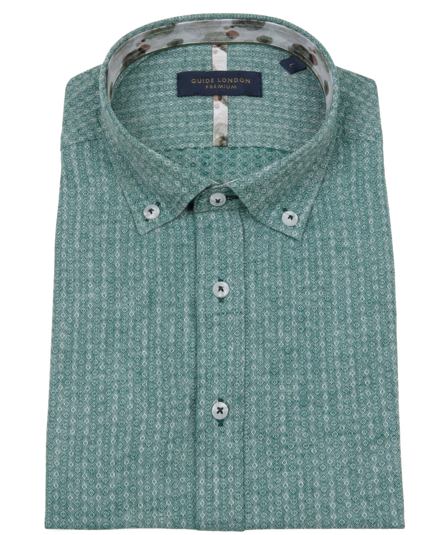 Guide London - Diamond Cotton-Linen SS Shirt - Sage