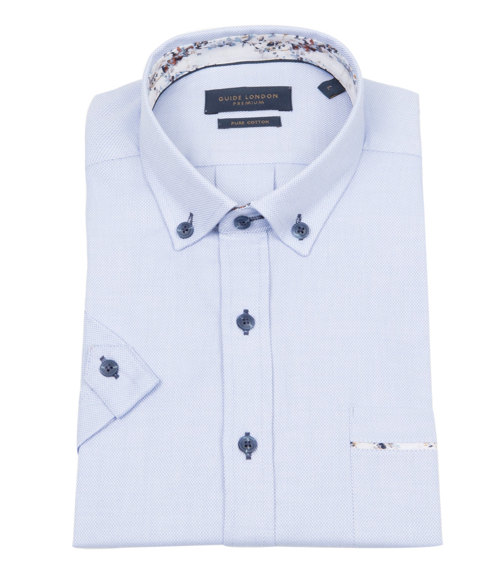 Guide London - Versatile Subtle Contrast SS Shirt - Sky