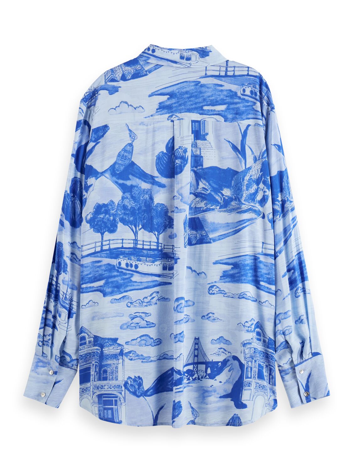 Maison Scotch - Printed Relaxed Fit LS Shirt - Journey Of The Free Mind Blue