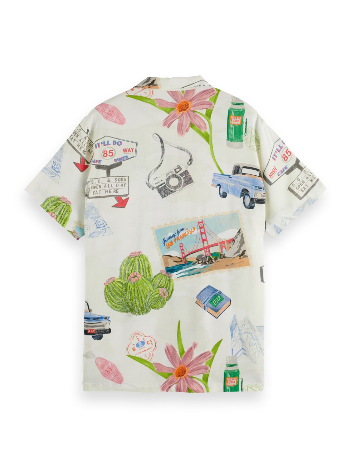 Scotch & Soda - Printed Camp SS Shirt - On The Road AOP