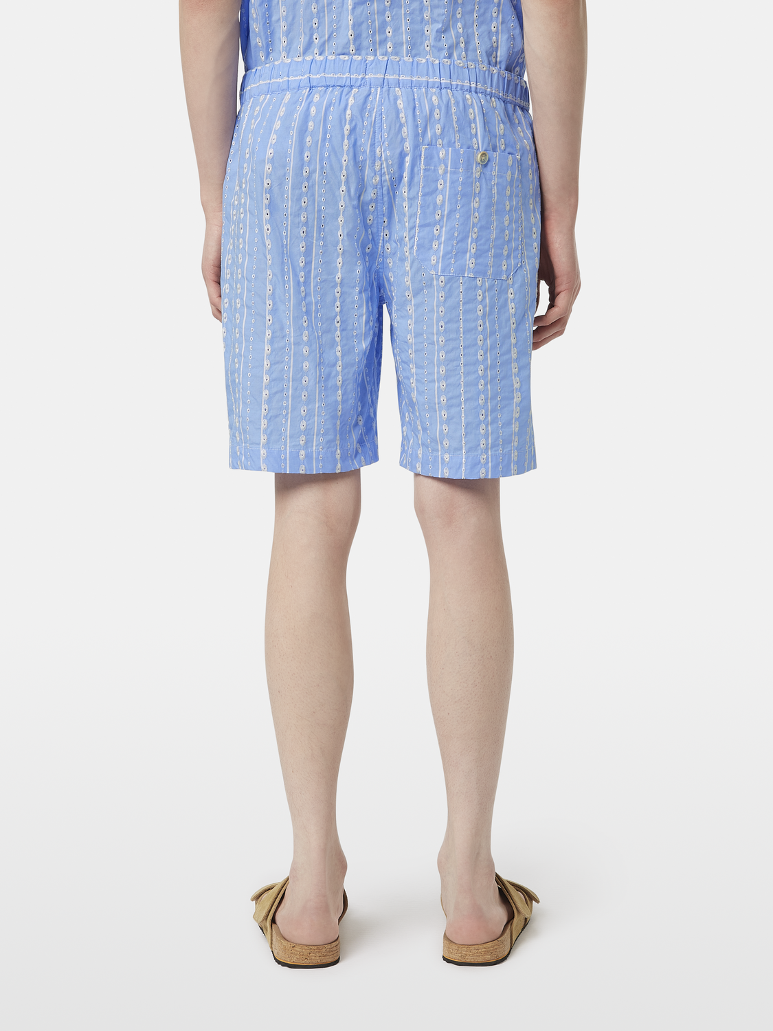 Scotch & Soda - Embroidered Stripe Seersucker Short - Sky Blue