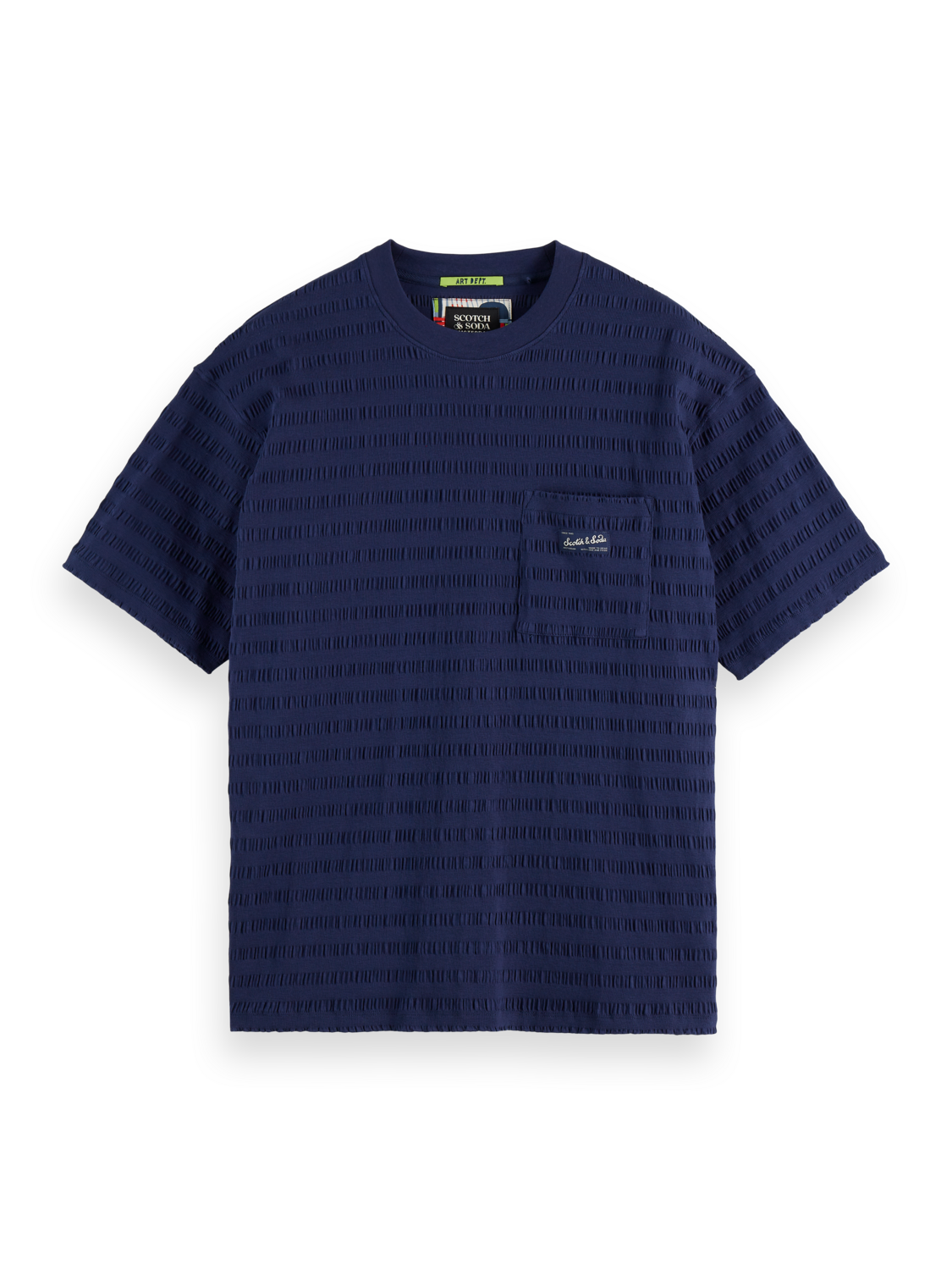 Scotch & Soda - Relaxed Fit Horizonal Textured Tee - Peacoat