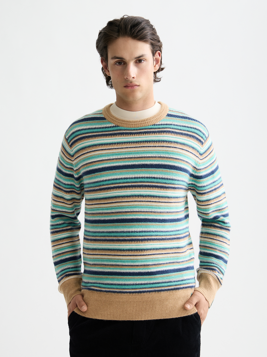 Scotch & Soda - Striped Regular Fit Knit Pullover - Tannin Multi Stripe