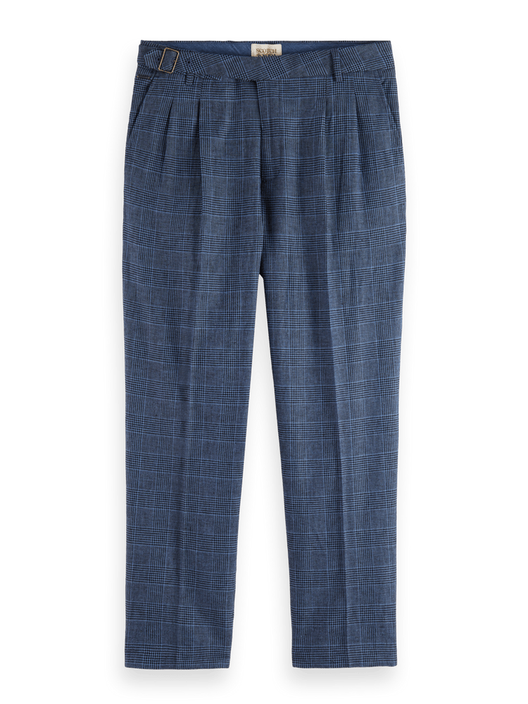 Scotch & Soda - Wide Leg Pleated Check Chino - Blue Check