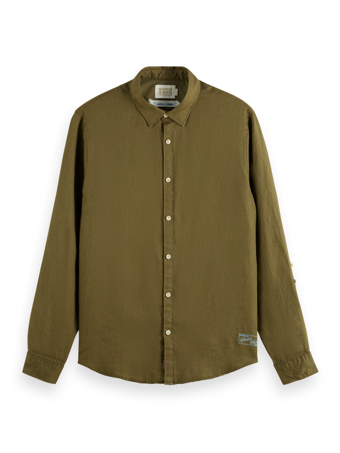 Scotch & Soda - Linen Button Down Shirt - Algae