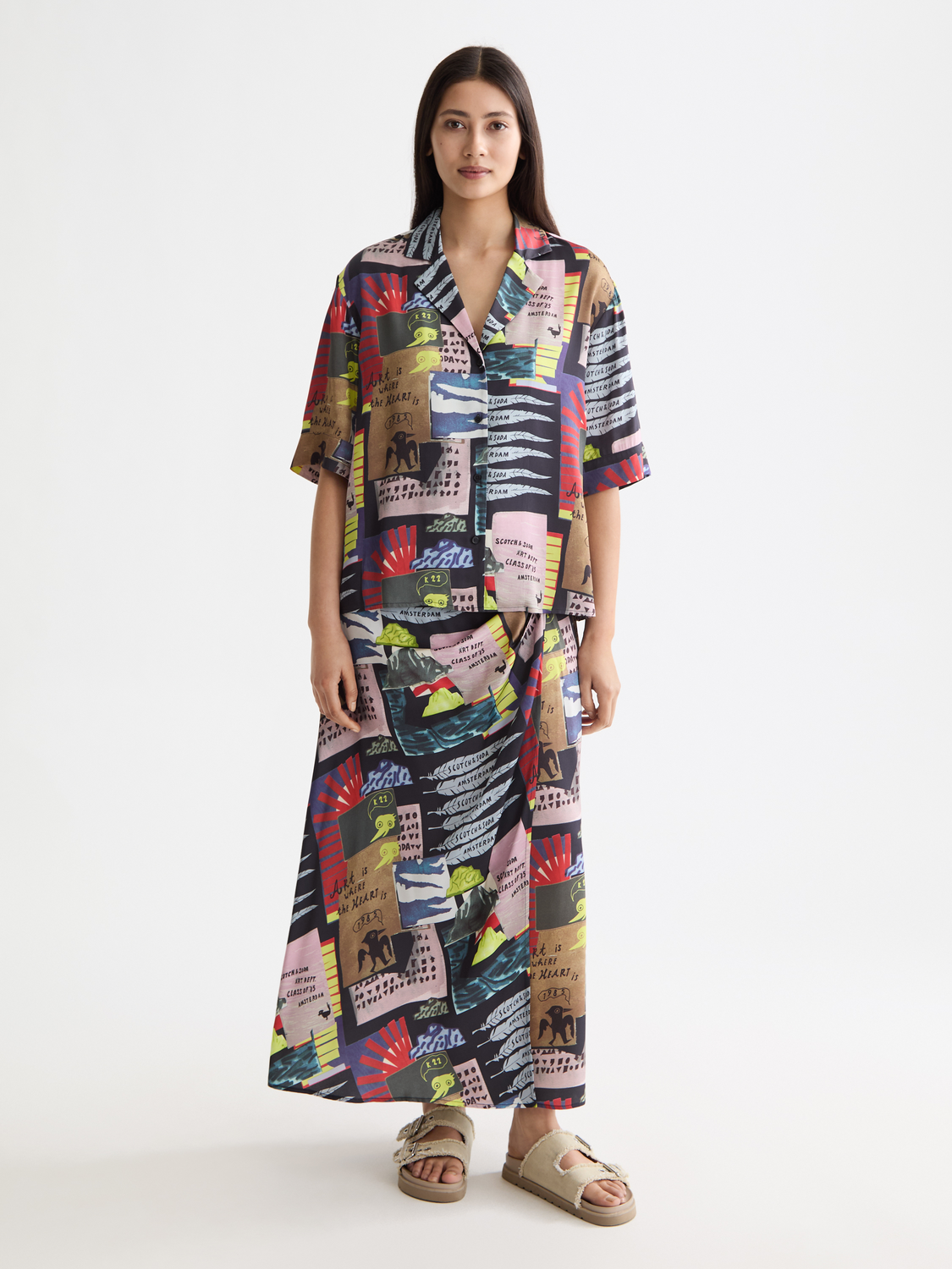 Maison Scotch - Printed SS Fluid Shirt - Art Dept Collage Multicolour
