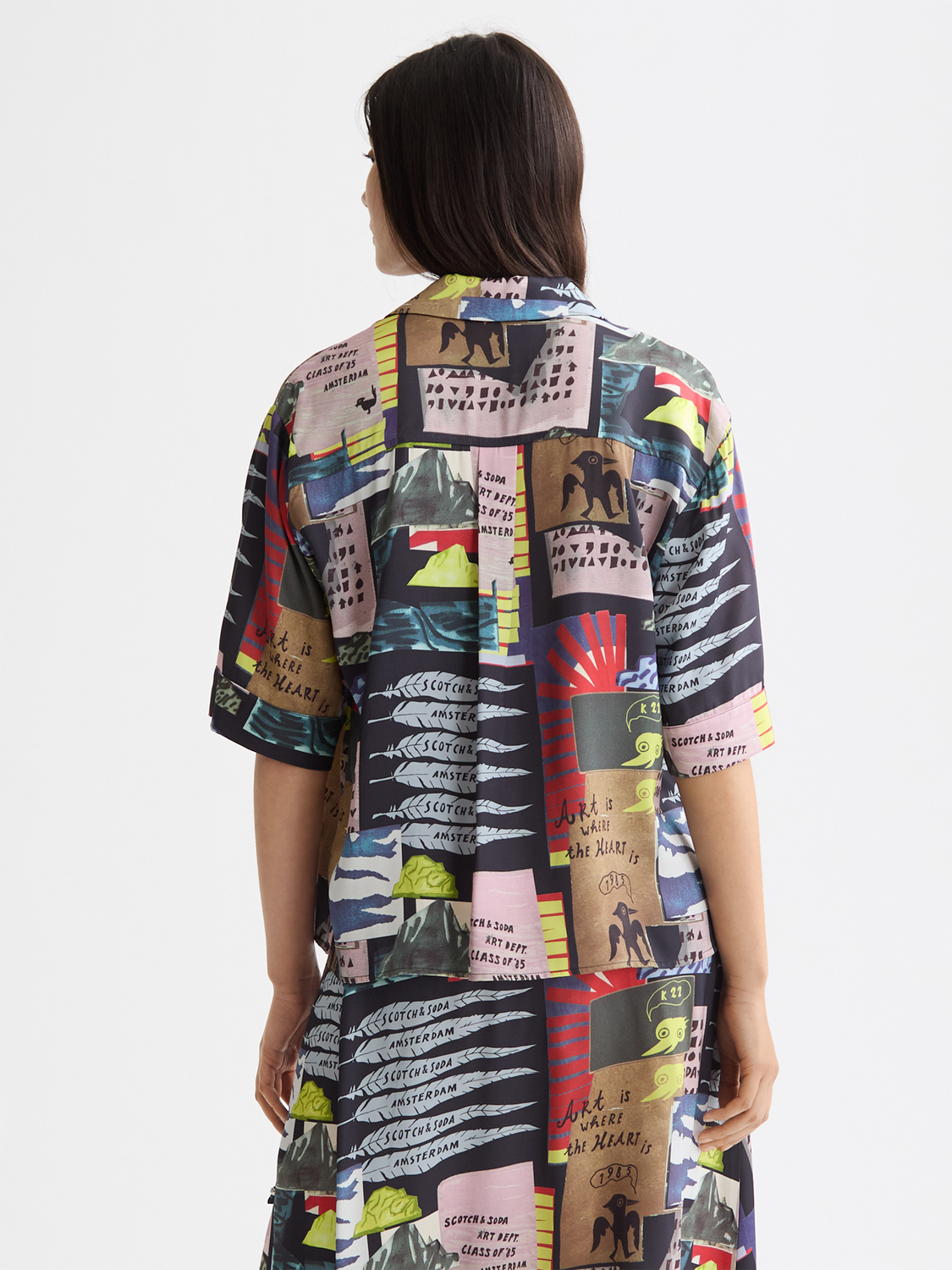 Maison Scotch - Printed SS Fluid Shirt - Art Dept Collage Multicolour