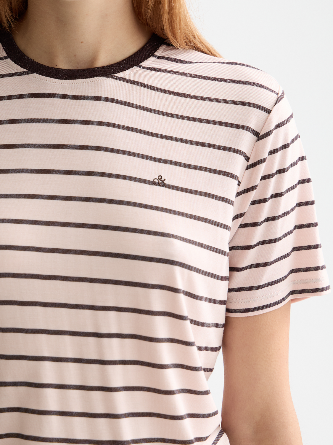 Maison Scotch - Striped Regular Fit Tee - Chocolate Plum/Barely There