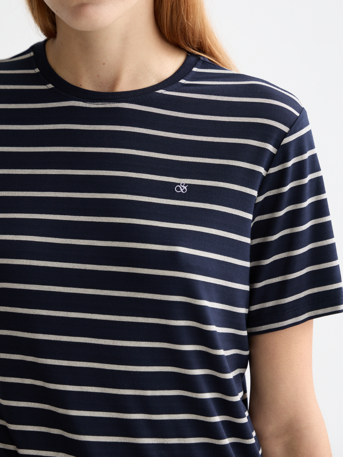 Maison Scotch - Striped Regular Fit Tee - Sky Captain/Languid Lavender