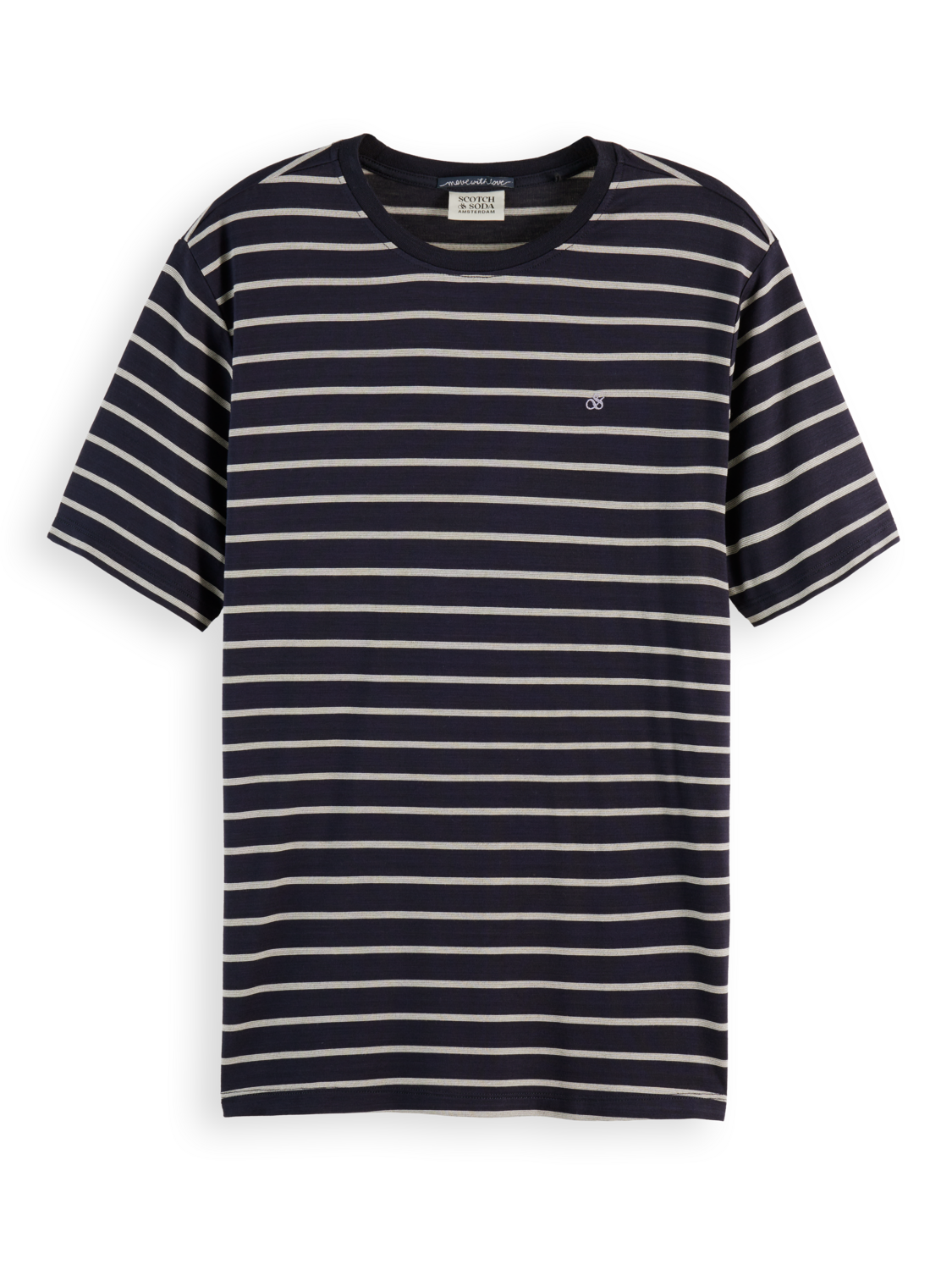 Maison Scotch - Striped Regular Fit Tee - Sky Captain/Languid Lavender