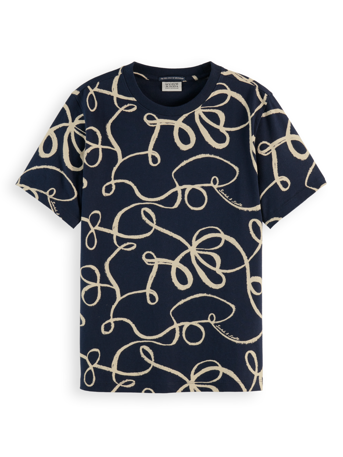 Maison Scotch - Printed Regular Fit Tee - Ribbon Navy AOP