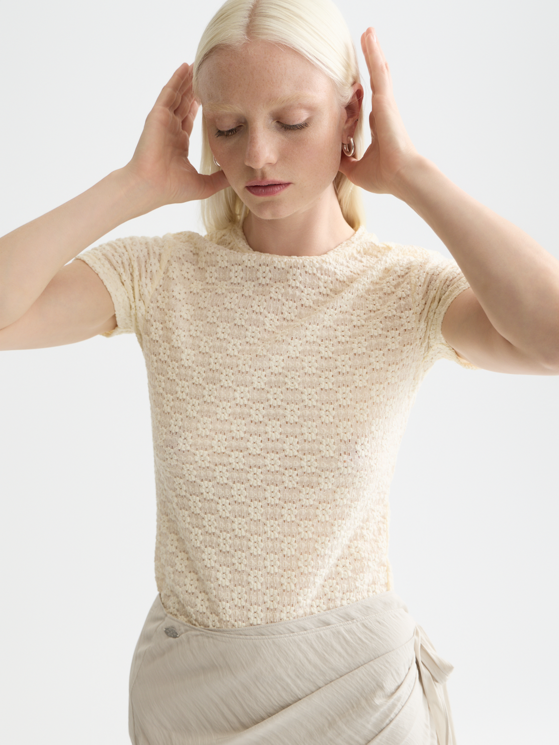 Maison Scotch - Open Structure Slim Fit Top - Eggnog
