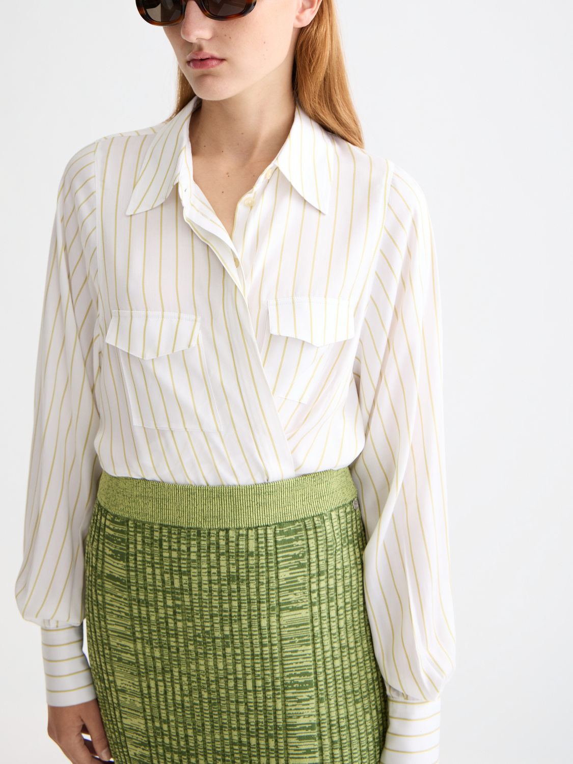 Maison Scotch - Striped Pocket Shirt - Golden Green Stripe