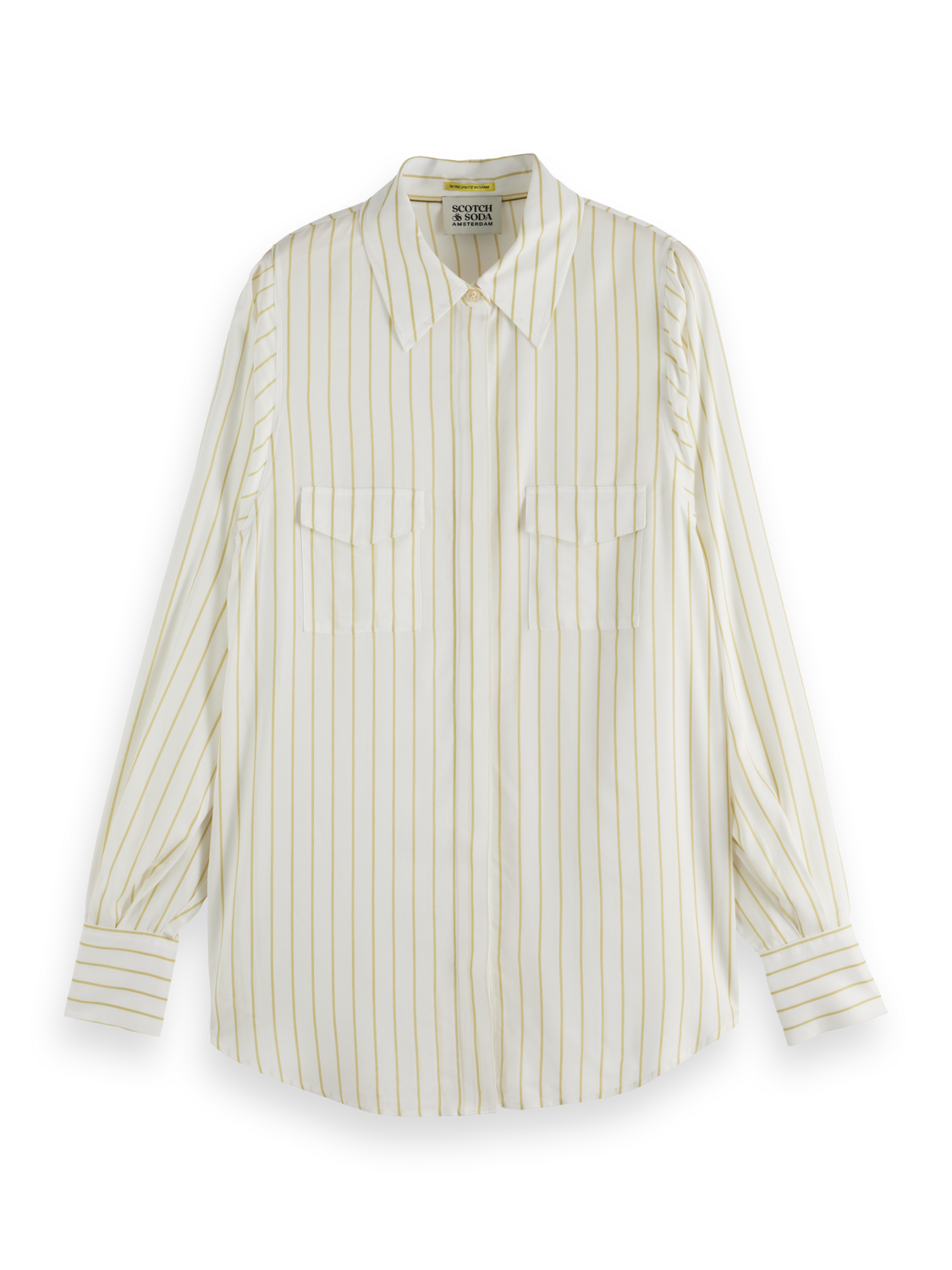 Maison Scotch - Striped Pocket Shirt - Golden Green Stripe