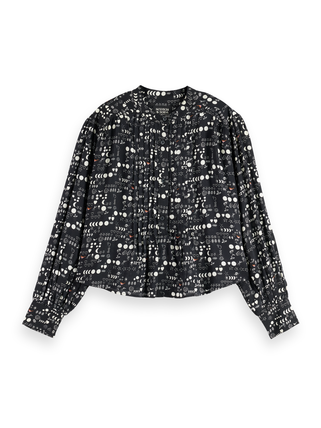 Maison Scotch - Printed Pintuck Blouse - Moon Gardening