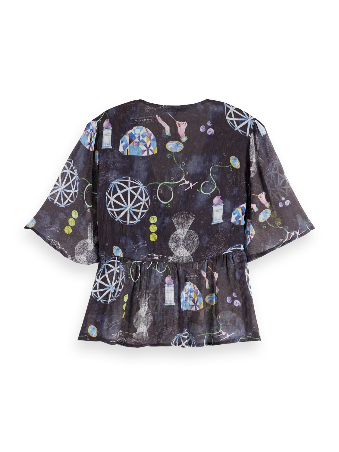 Maison Scotch - Peplum SS Top - Black Mountain