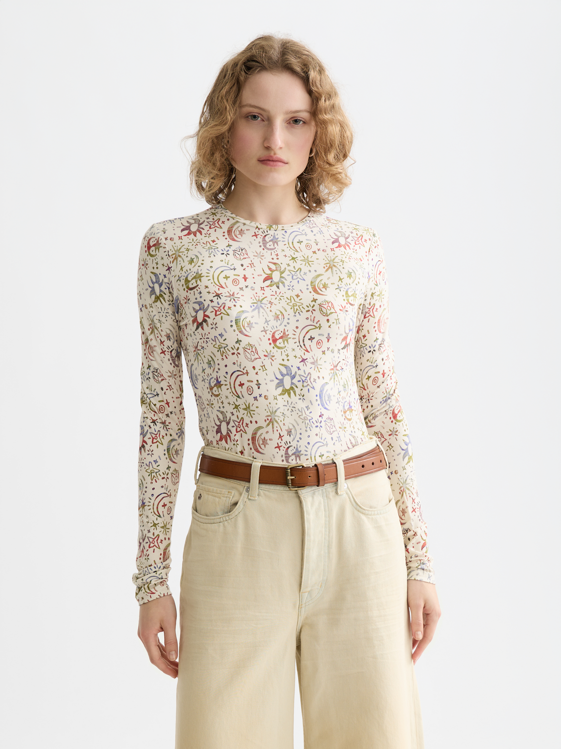 Maison Scotch - All Over Printed LS Tee - Cosmic Sky Eggnog