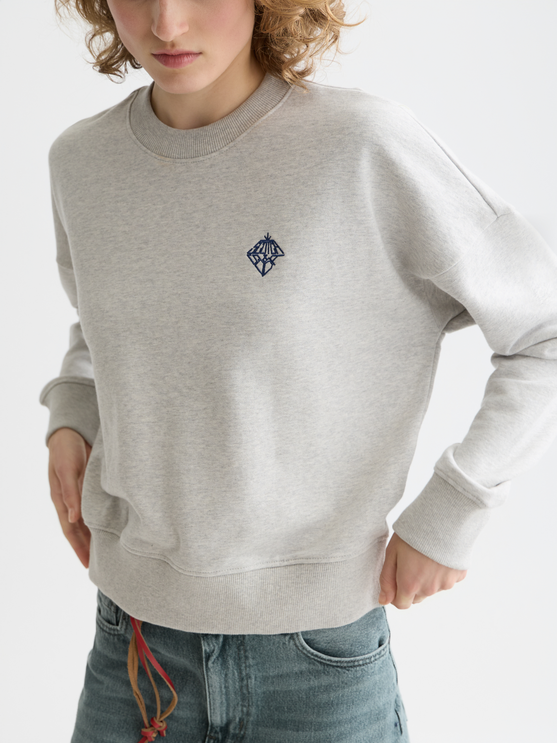 Maison Scotch - Embroidered Logo Sweatshirt - Grey Melange