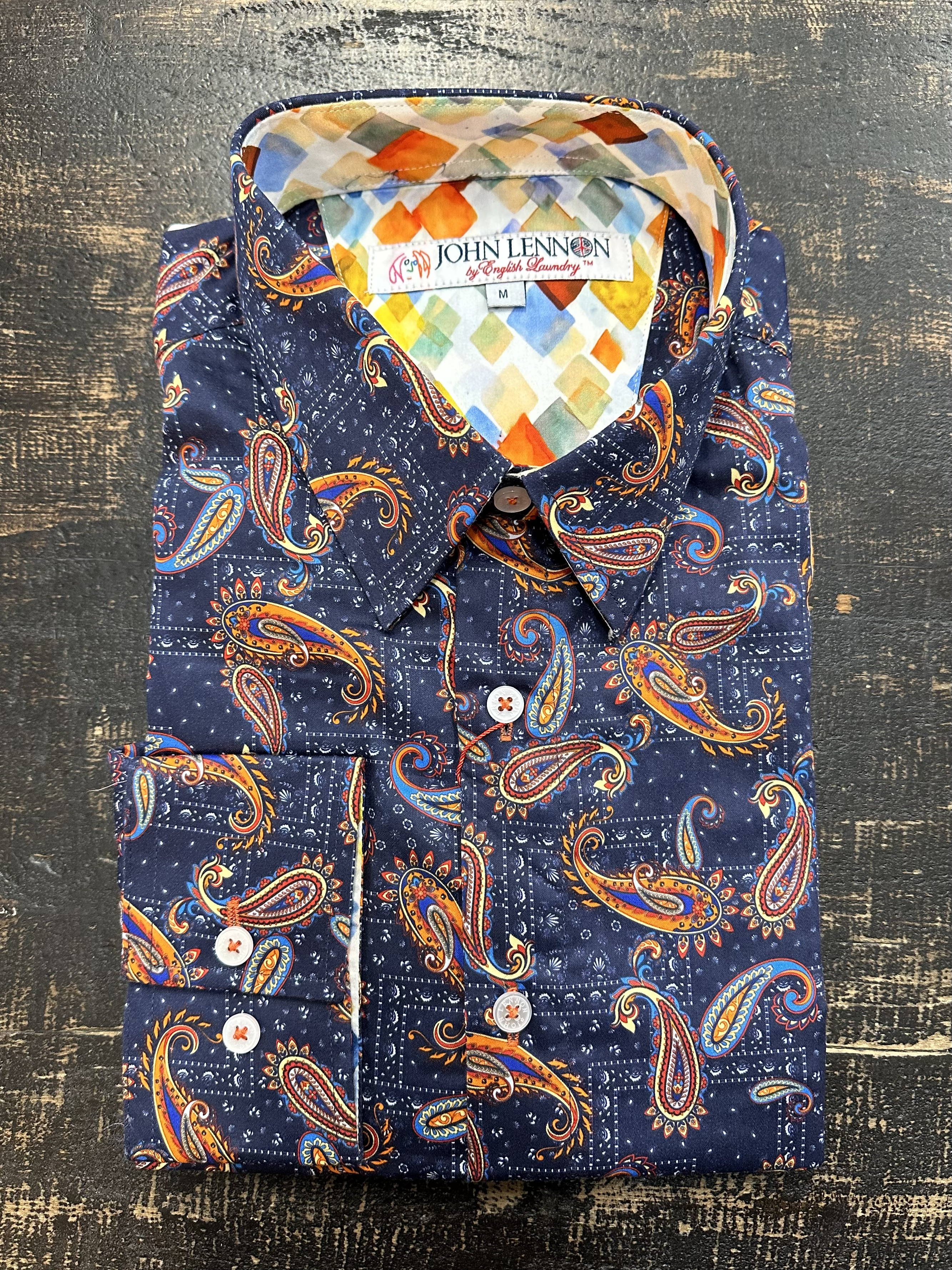 English Laundry - John Lennon LS Shirt - Paisley Navy Orange