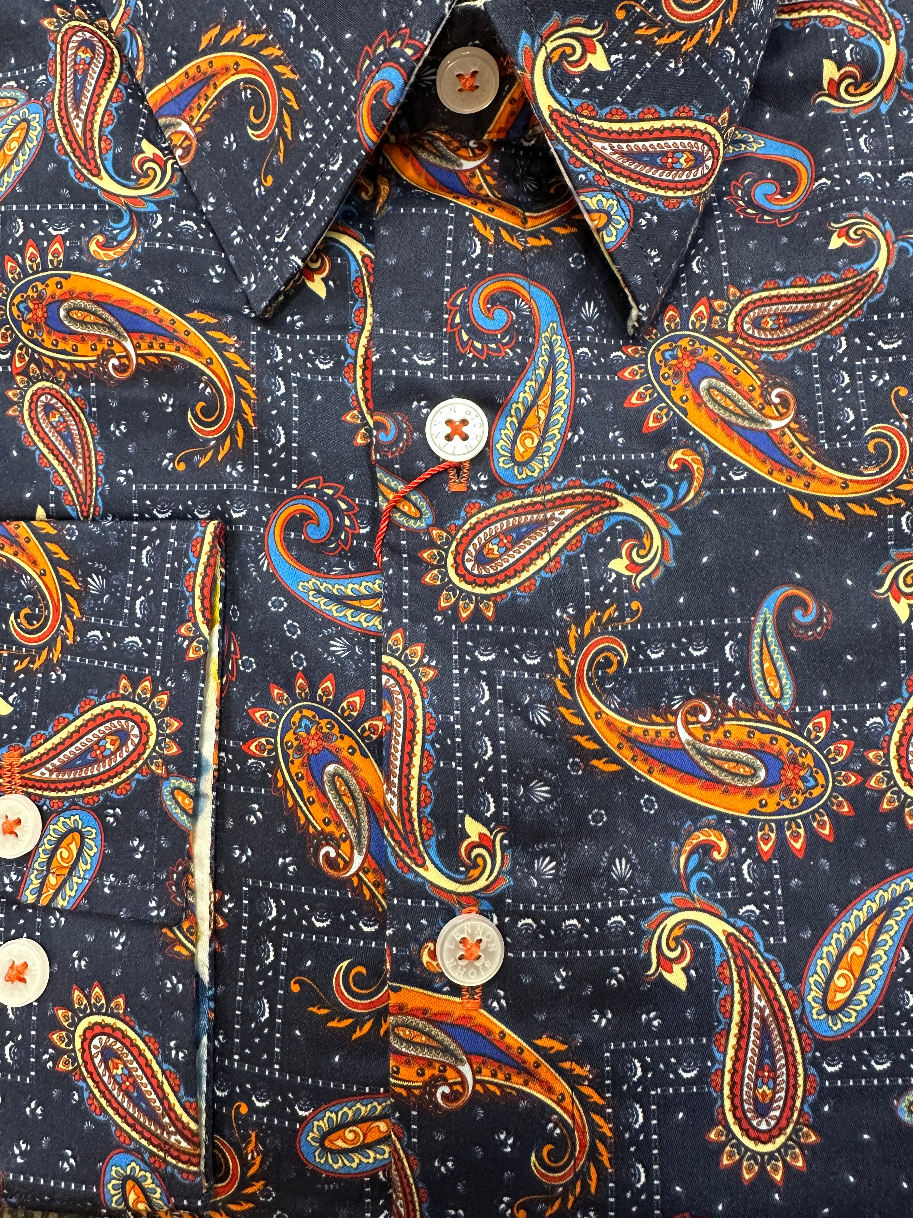 English Laundry - John Lennon LS Shirt - Paisley Navy Orange