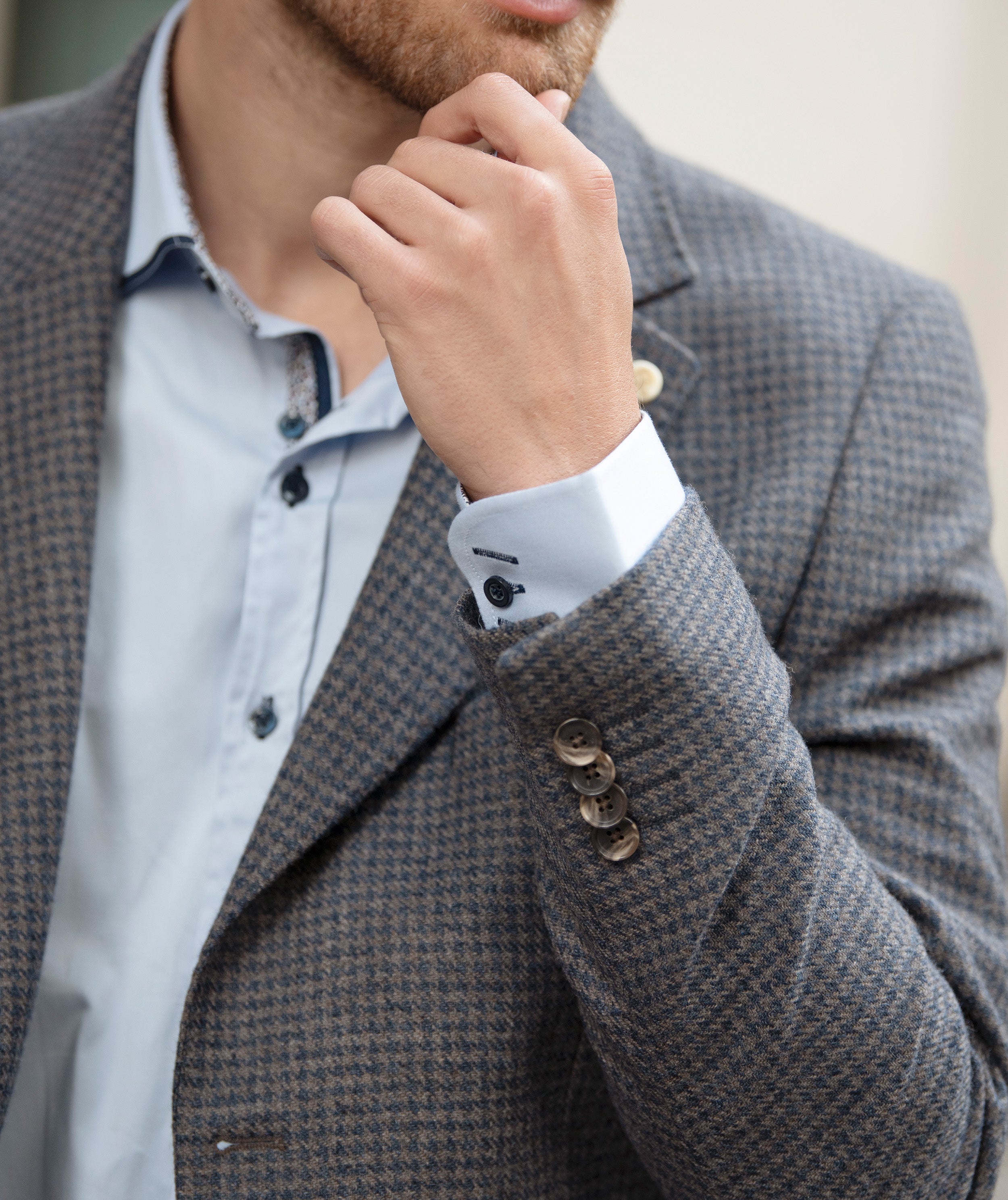 Guide London - Paisley Lined Blazer - Taupe/Grey