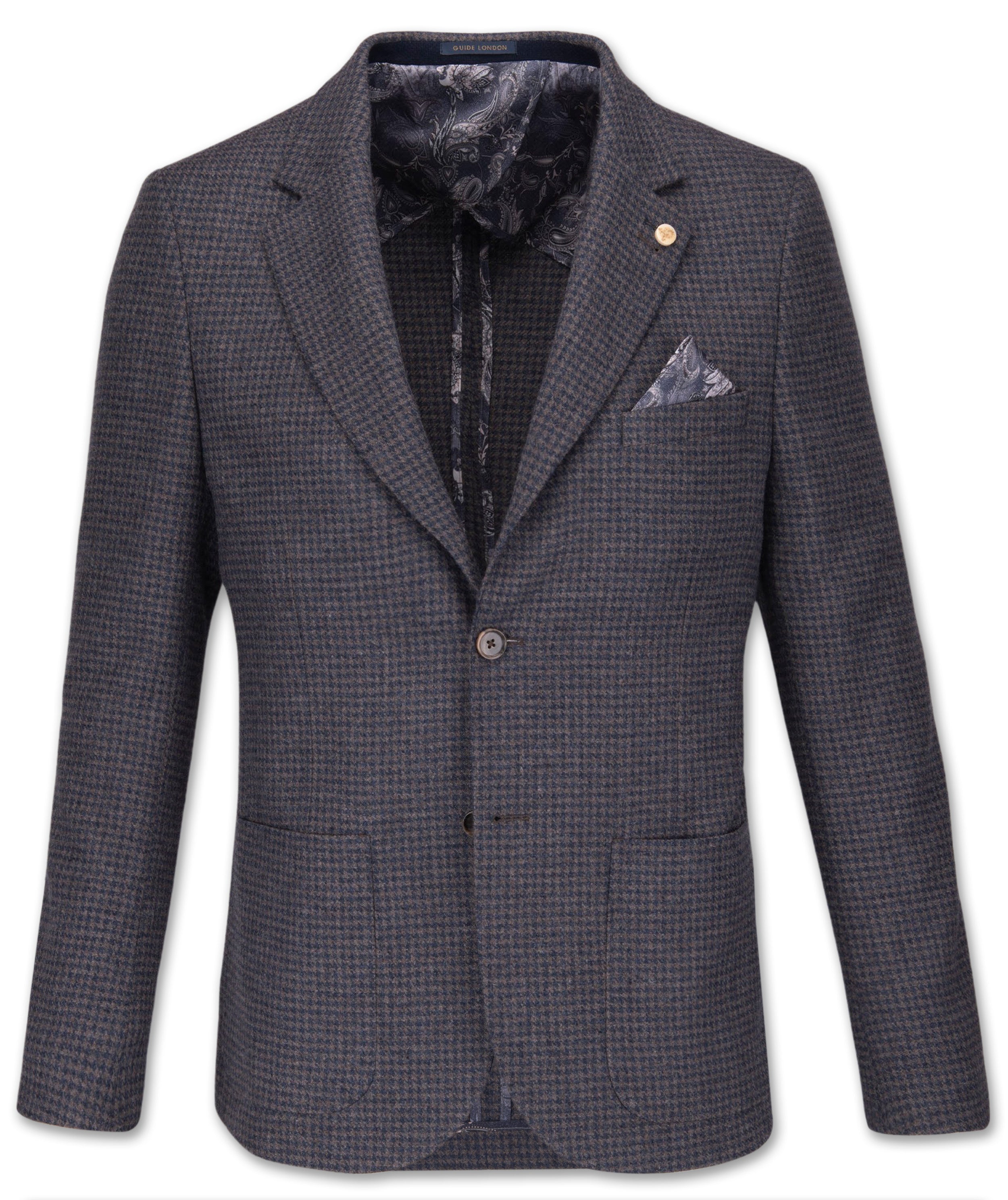 Guide London - Paisley Lined Blazer - Taupe/Grey