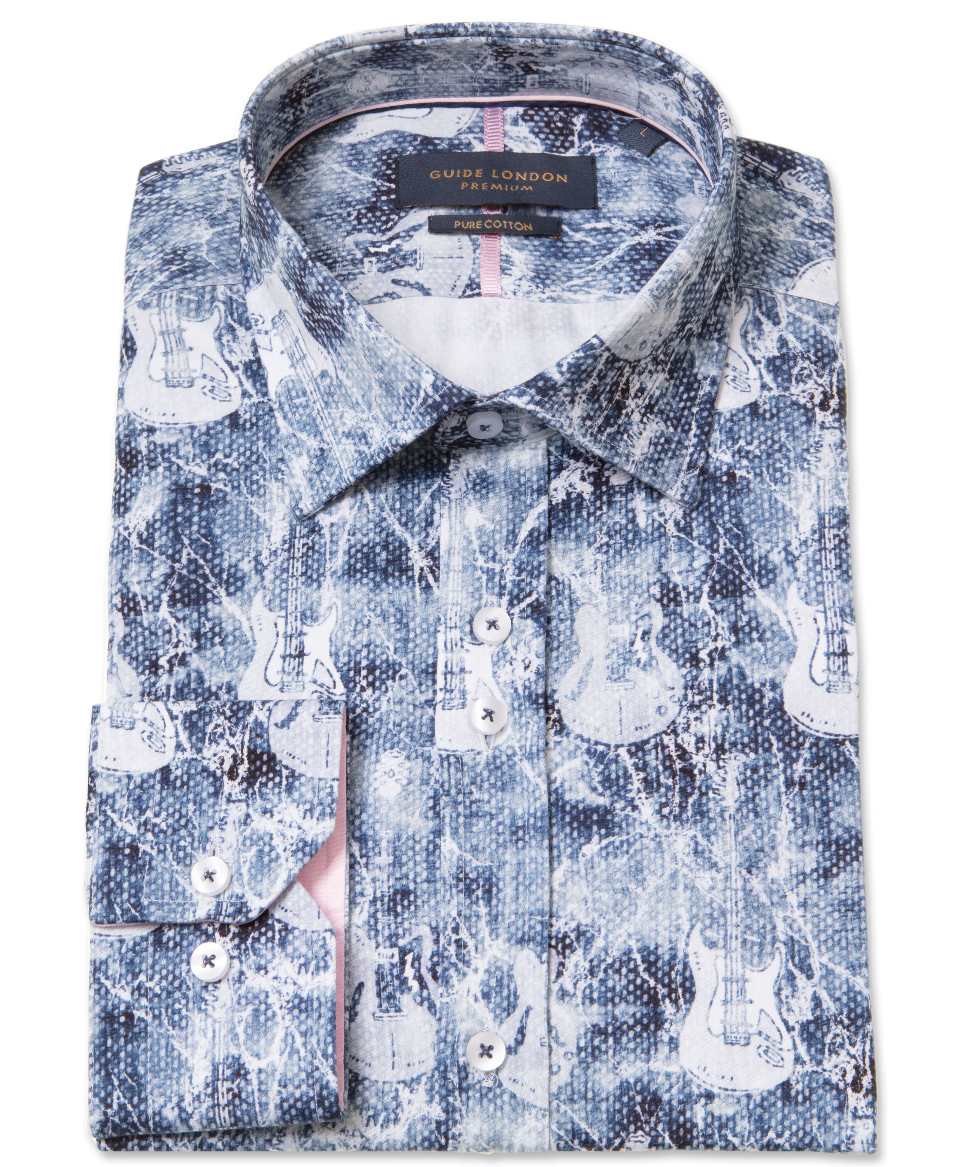 Guide London - Ghost Guitar LS Shirt - Blue/White