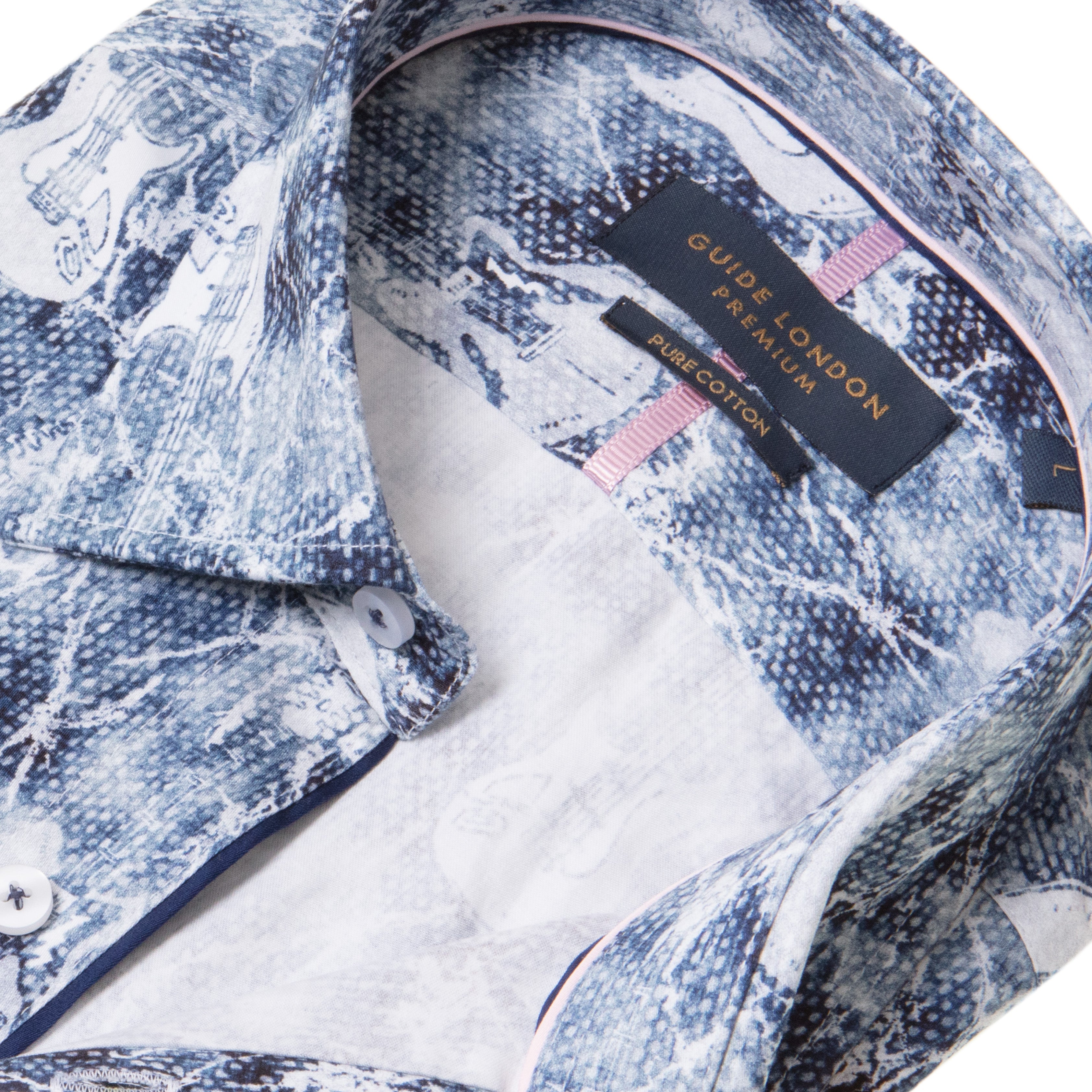 Guide London - Ghost Guitar LS Shirt - Blue/White