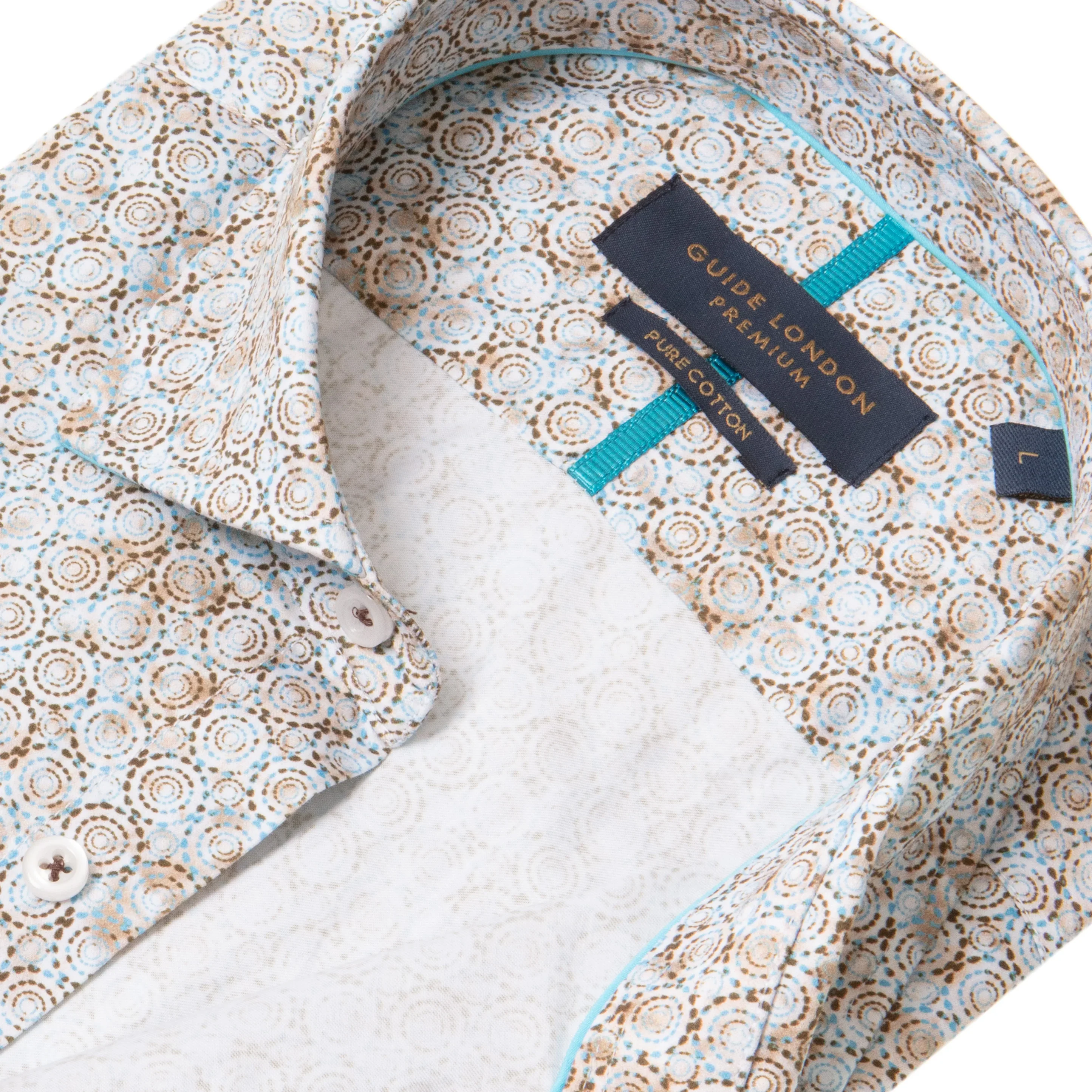 Guide London - Concentric LS Shirt - Tan/Blue