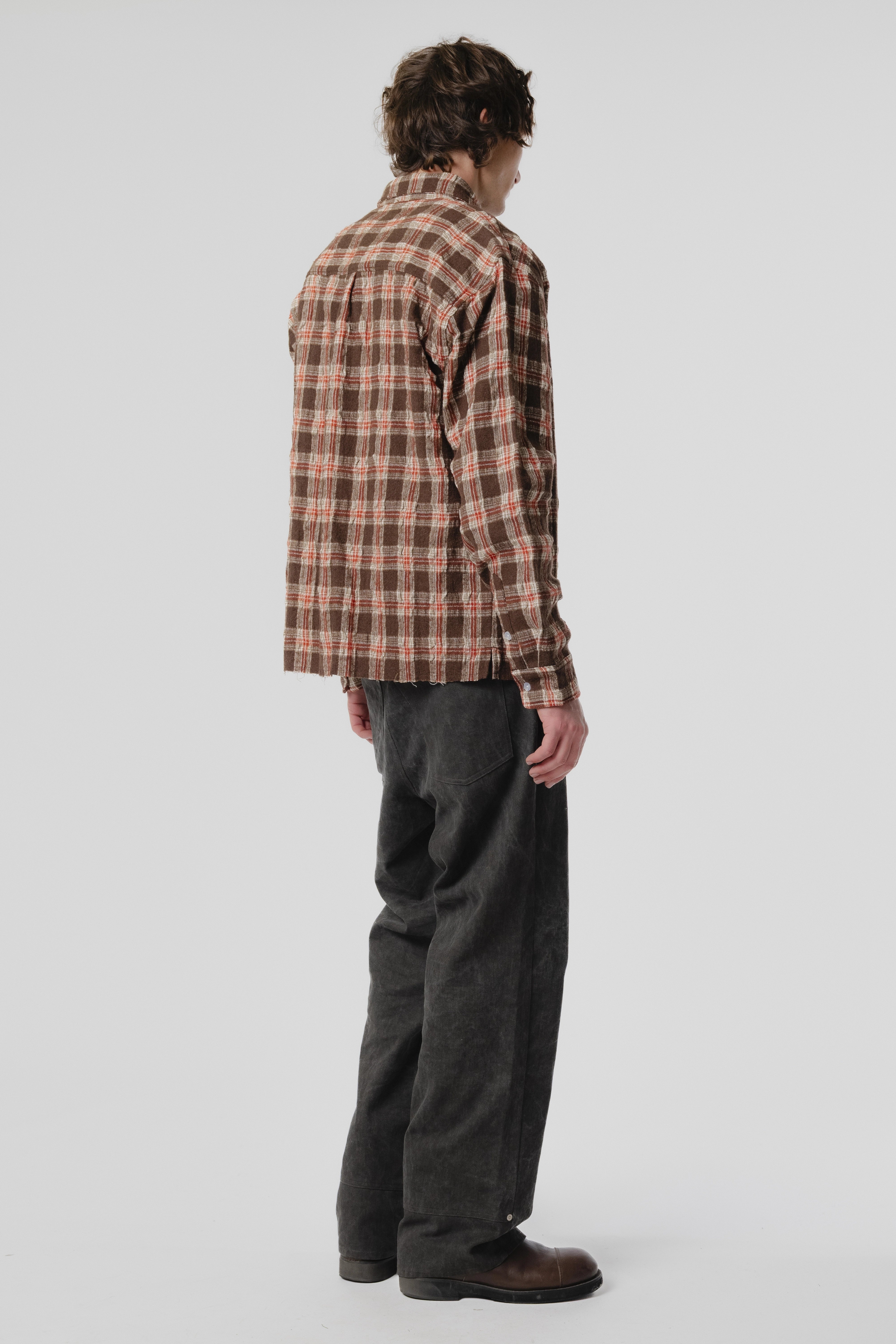 Beach Brains - LS Pocket Shirt - Brown/Red Check