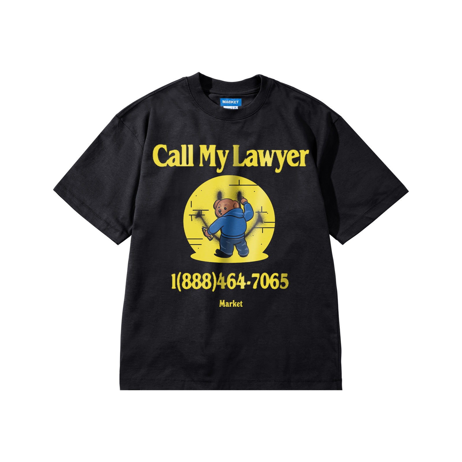 Market - Smiley Call My Lawyer Bear Tee - Jet Black