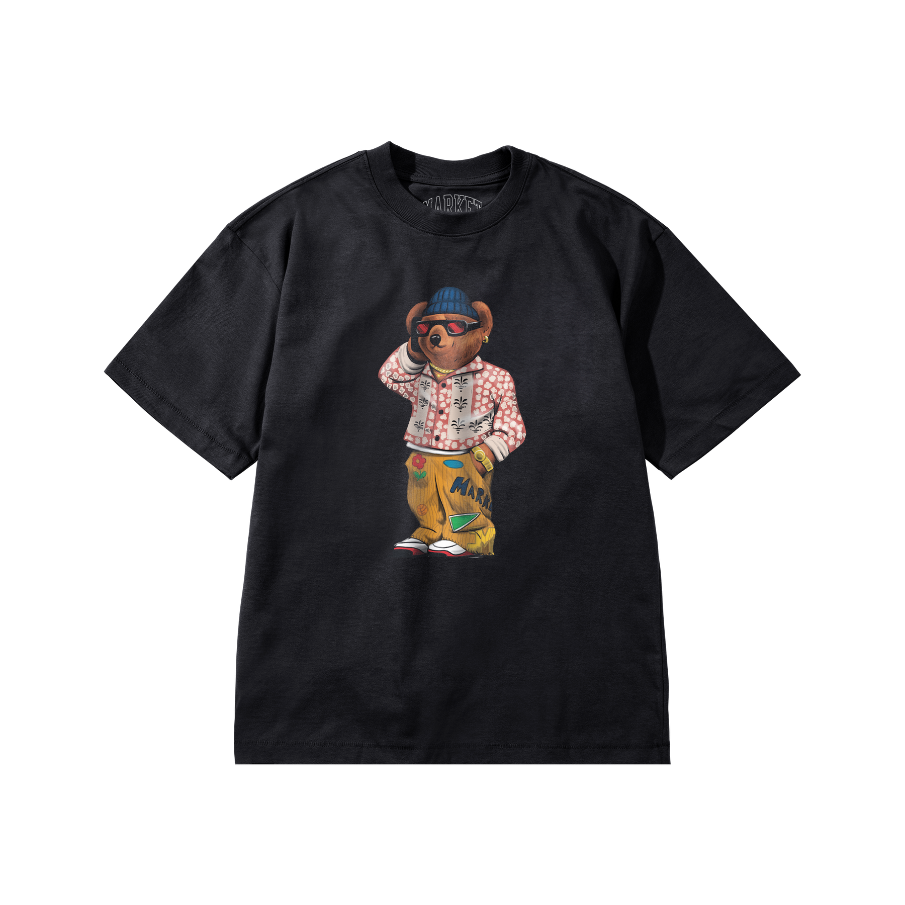 Market - Folk Fitted Bear Tee - Pirate Black